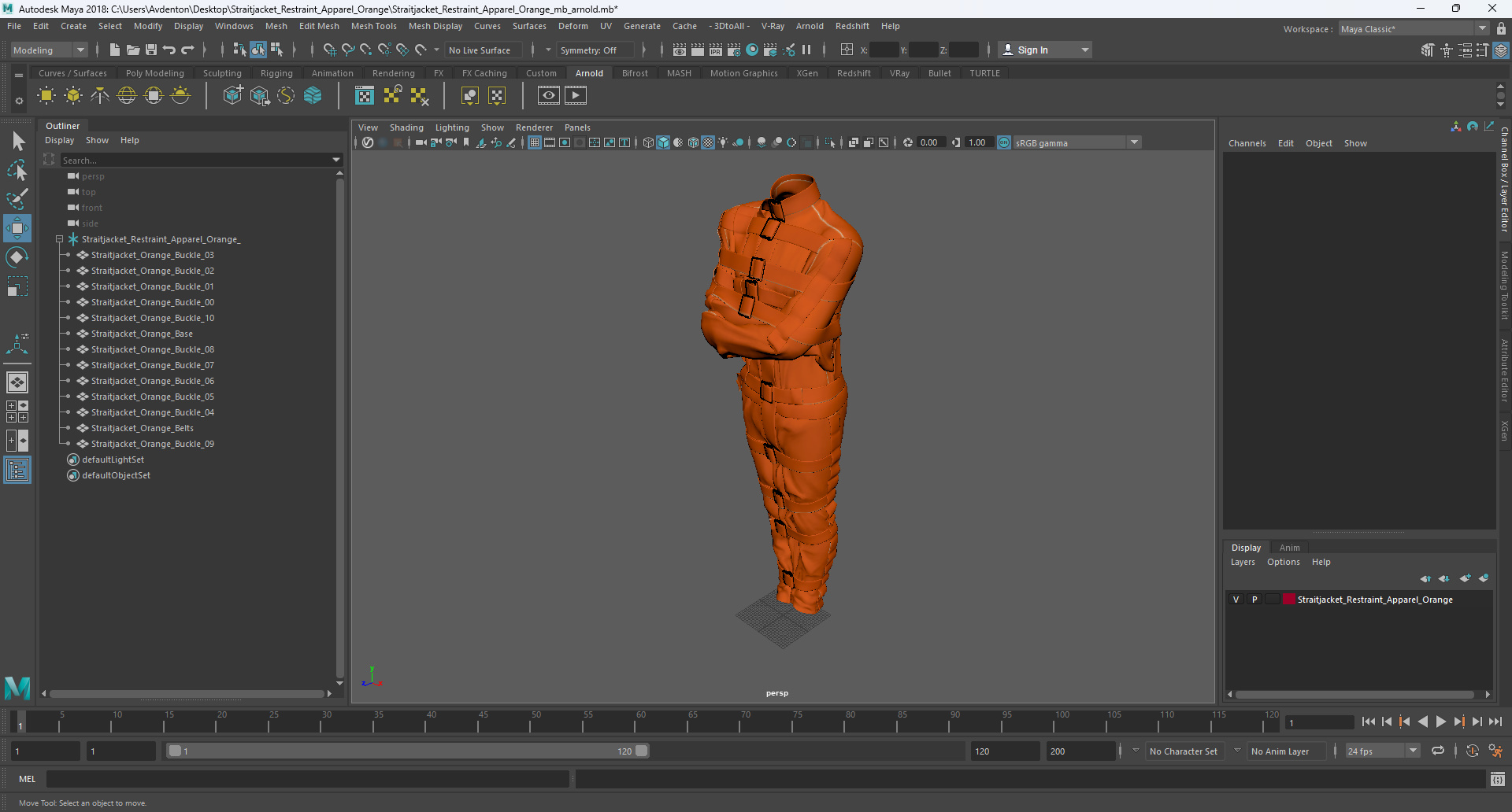 Straitjacket Restraint Apparel Orange 3D
