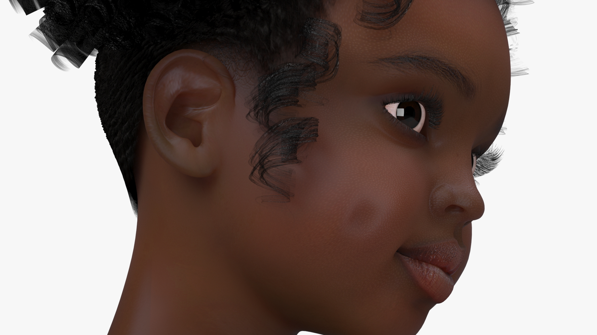 Black Child Girl Holding Swim Ring 3D model