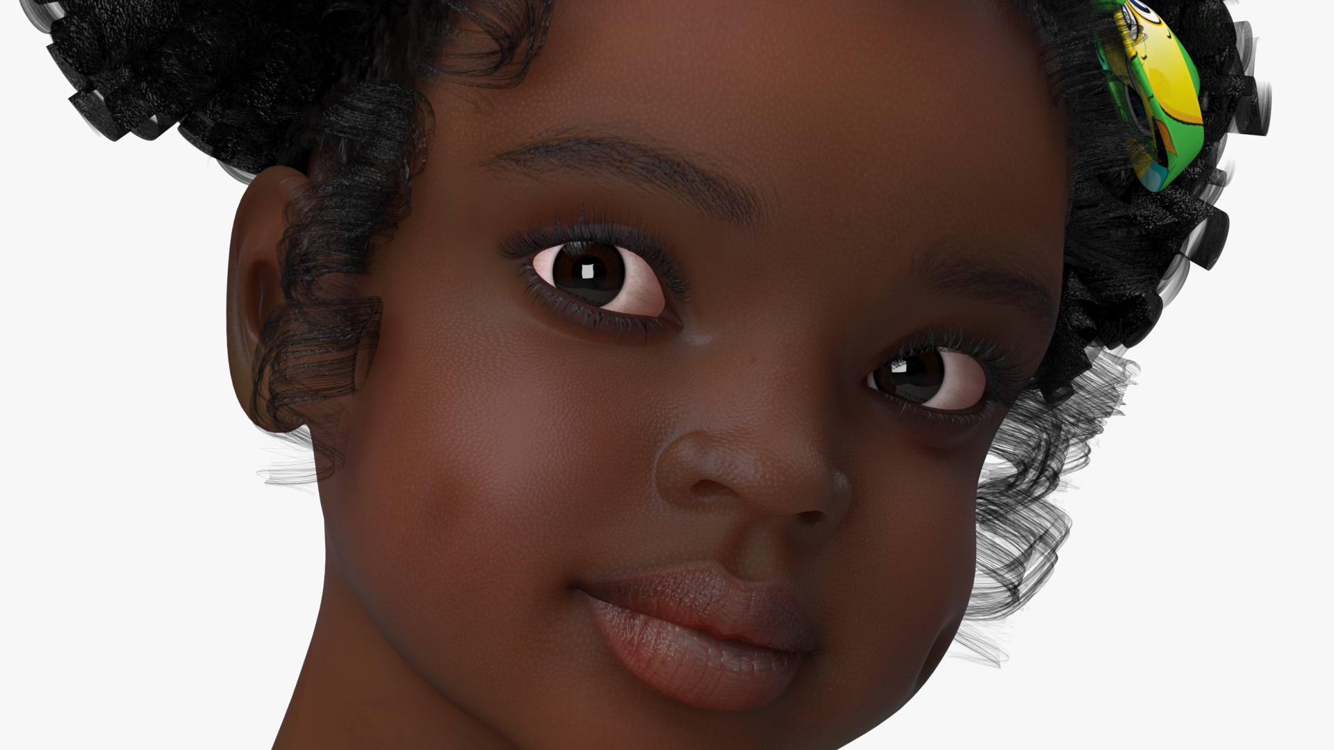 Black Child Girl Holding Swim Ring 3D model