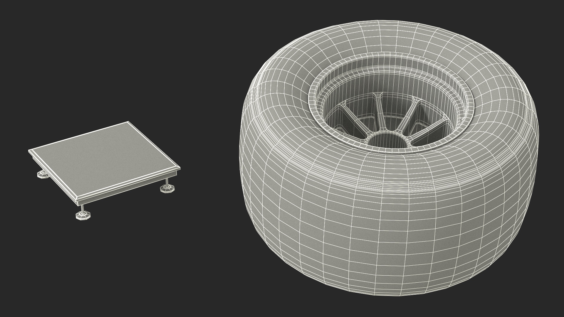 3D model Pit Stop Wheel Cart and Wheels