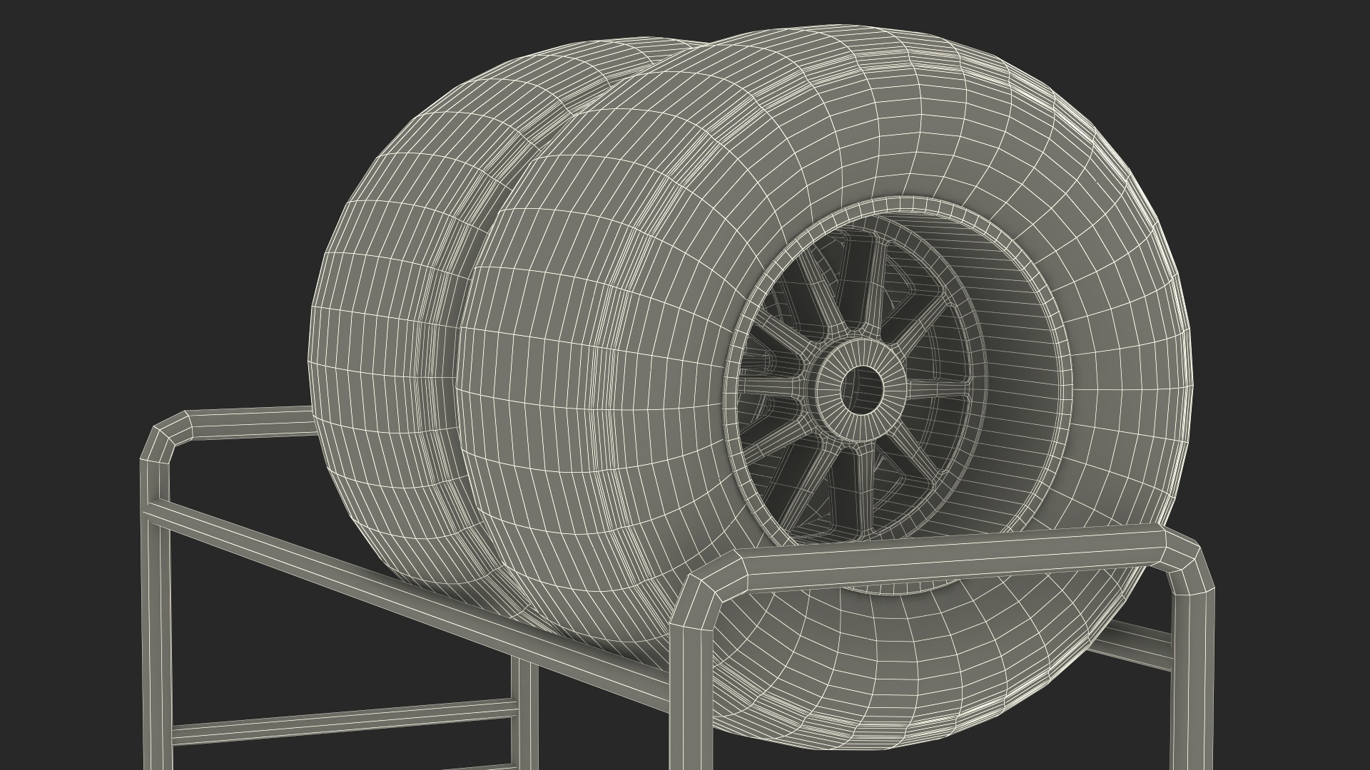 3D model Pit Stop Wheel Cart and Wheels