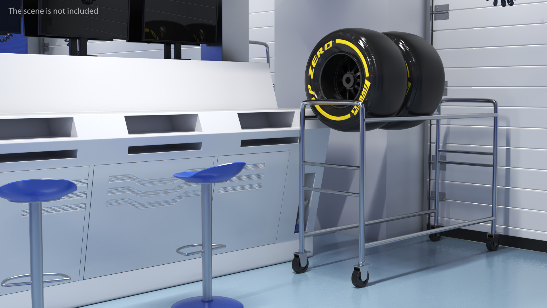 3D model Pit Stop Wheel Cart and Wheels