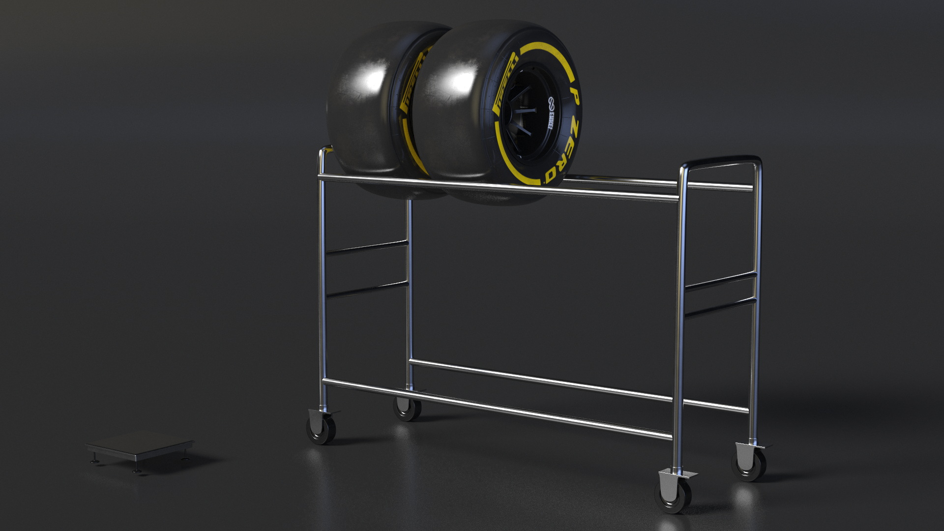 3D model Pit Stop Wheel Cart and Wheels
