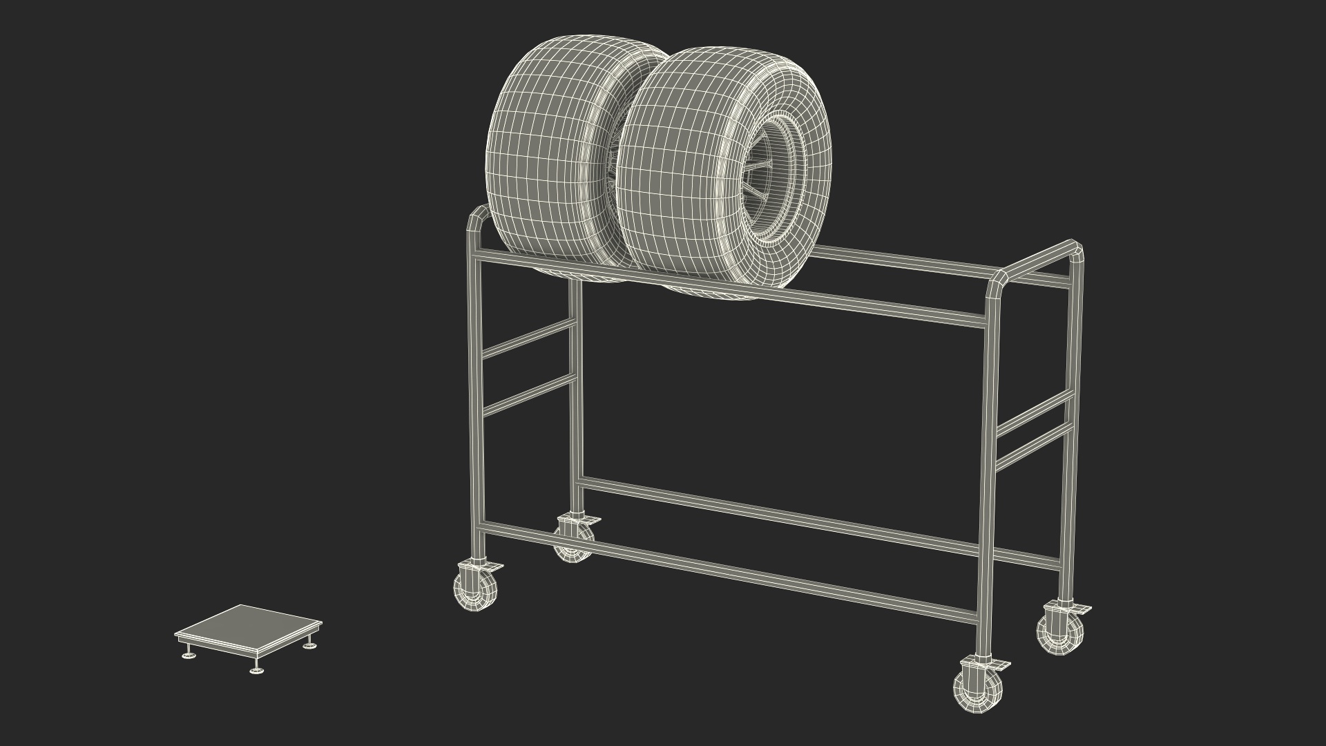 3D model Pit Stop Wheel Cart and Wheels