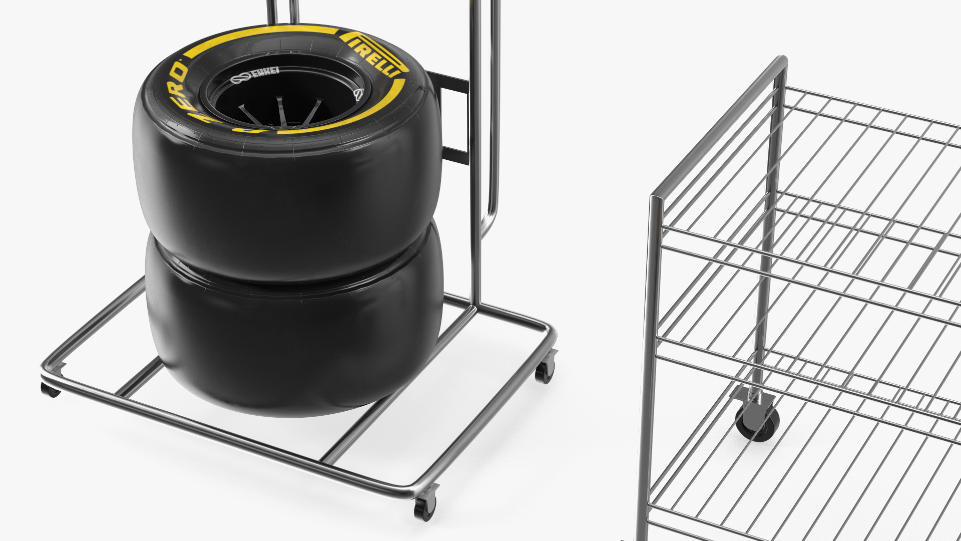 3D model Pit Stop Wheel Cart and Wheels