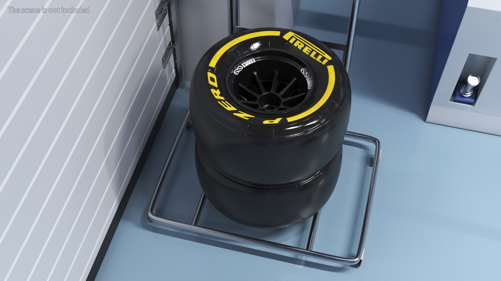 3D model Pit Stop Wheel Cart and Wheels