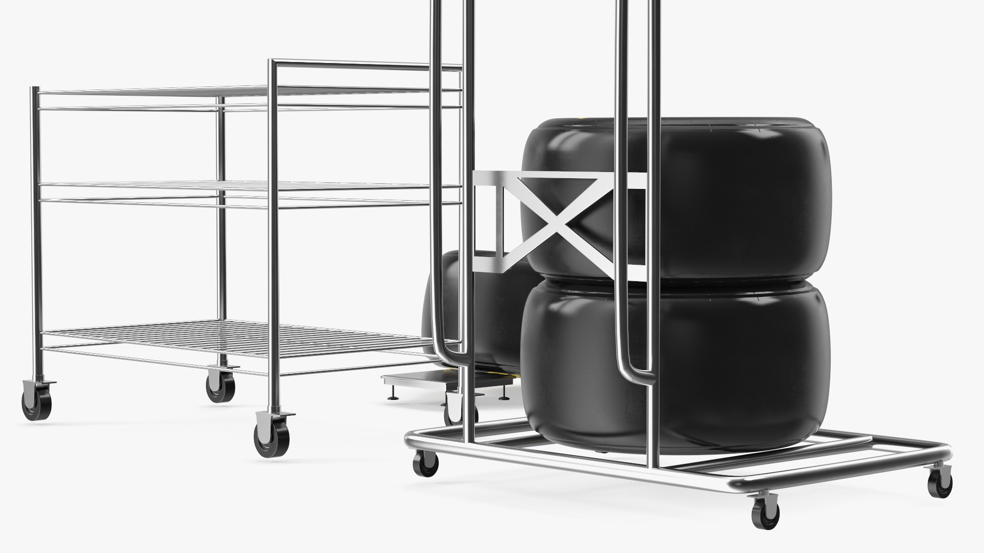3D model Pit Stop Wheel Cart and Wheels