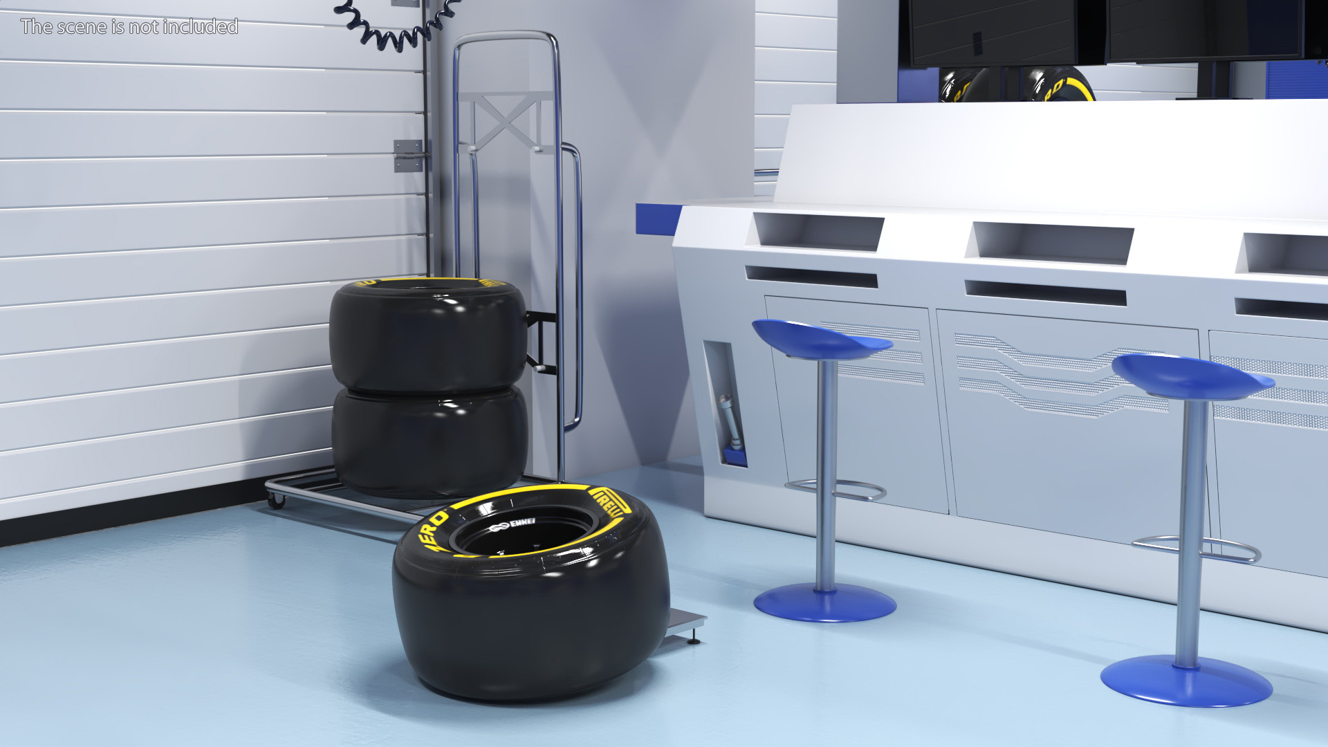 3D model Pit Stop Wheel Cart and Wheels