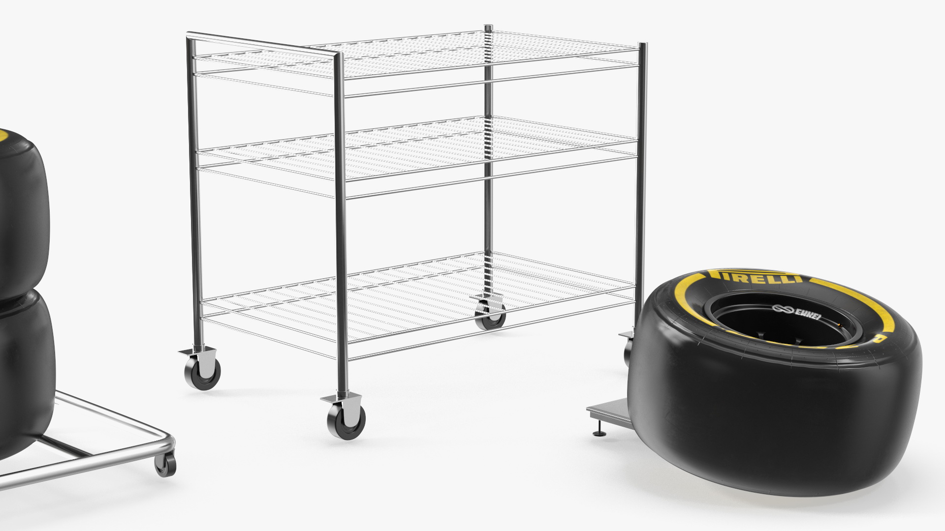 3D model Pit Stop Wheel Cart and Wheels