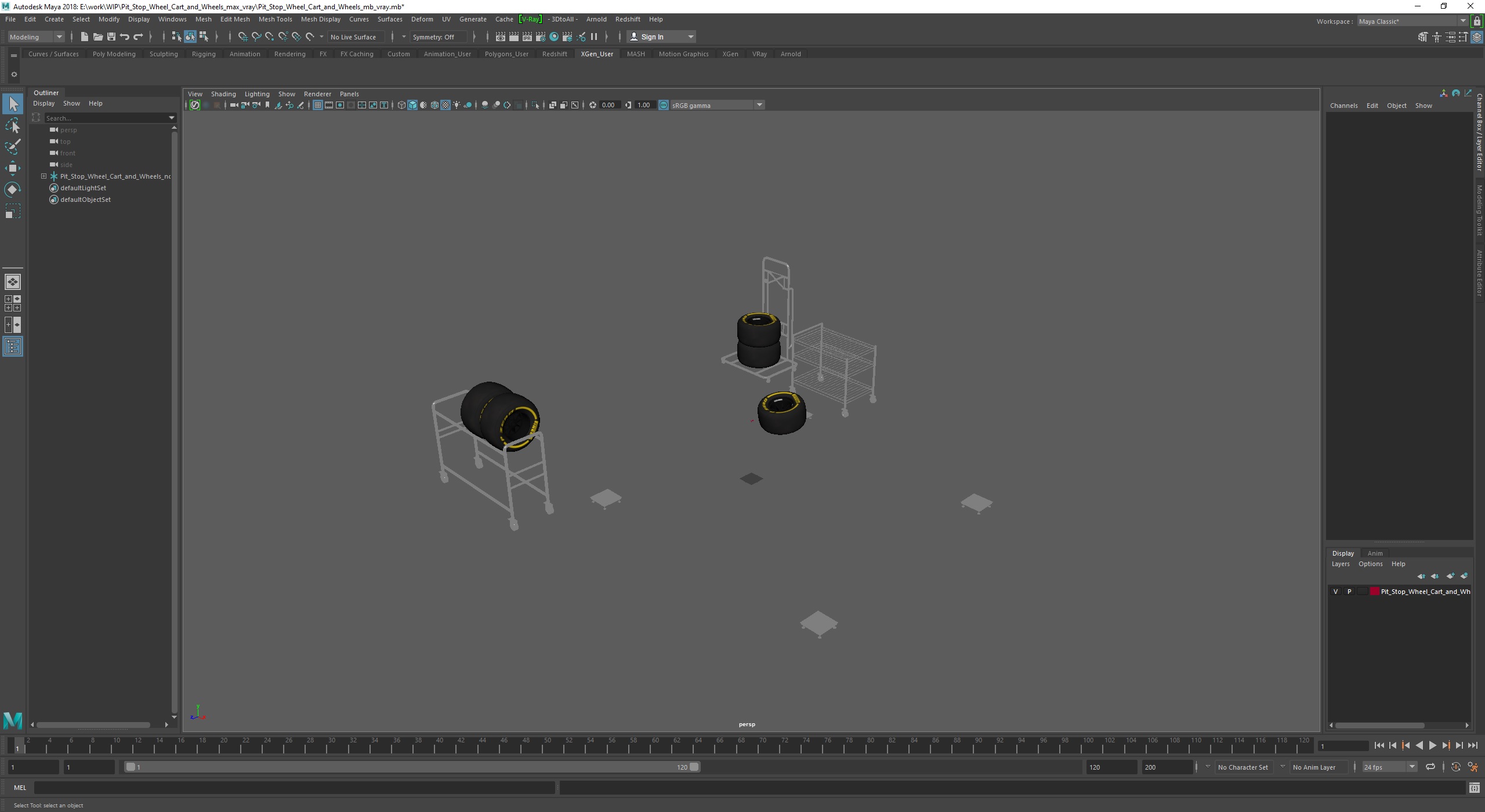 3D model Pit Stop Wheel Cart and Wheels