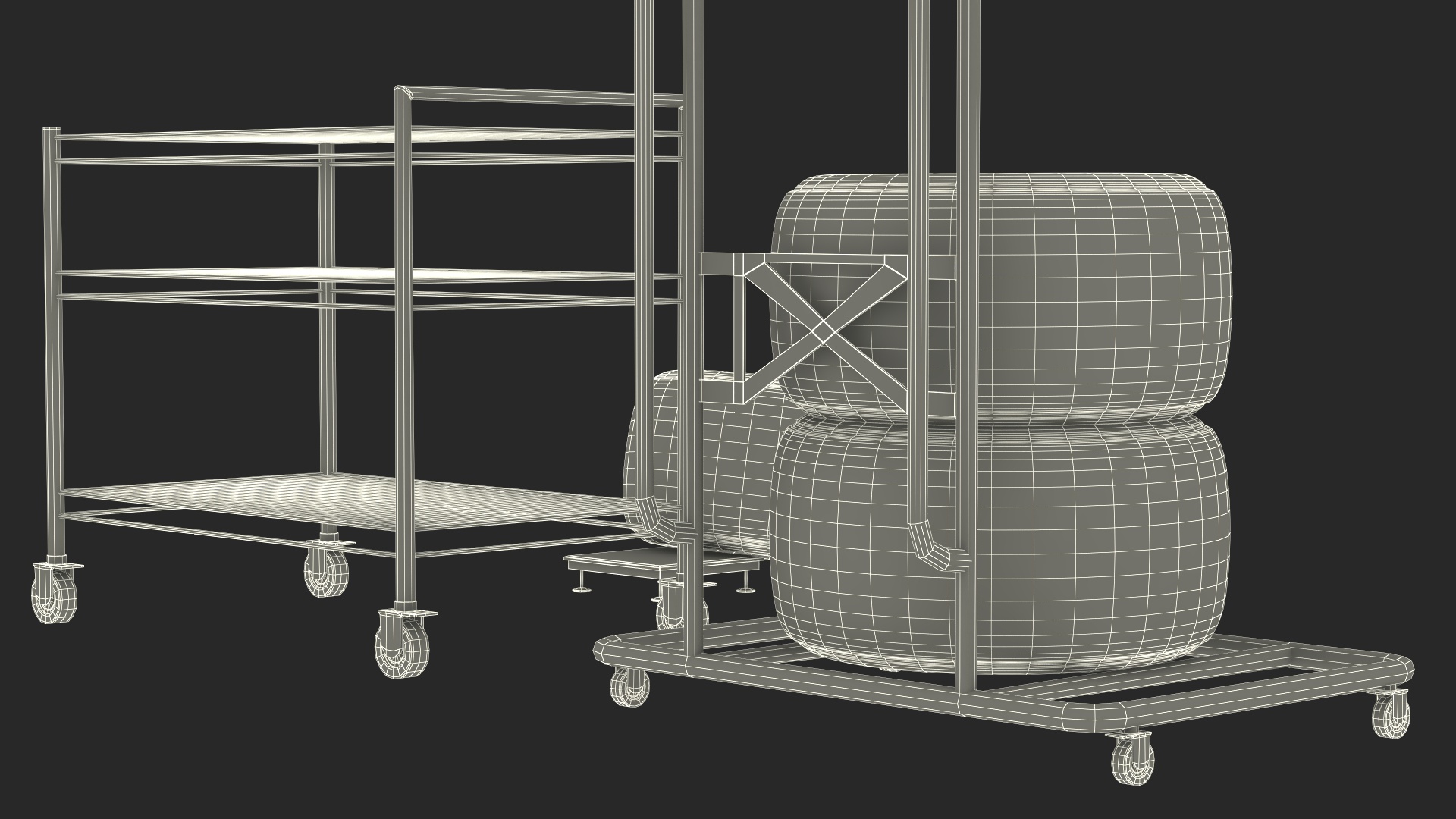3D model Pit Stop Wheel Cart and Wheels