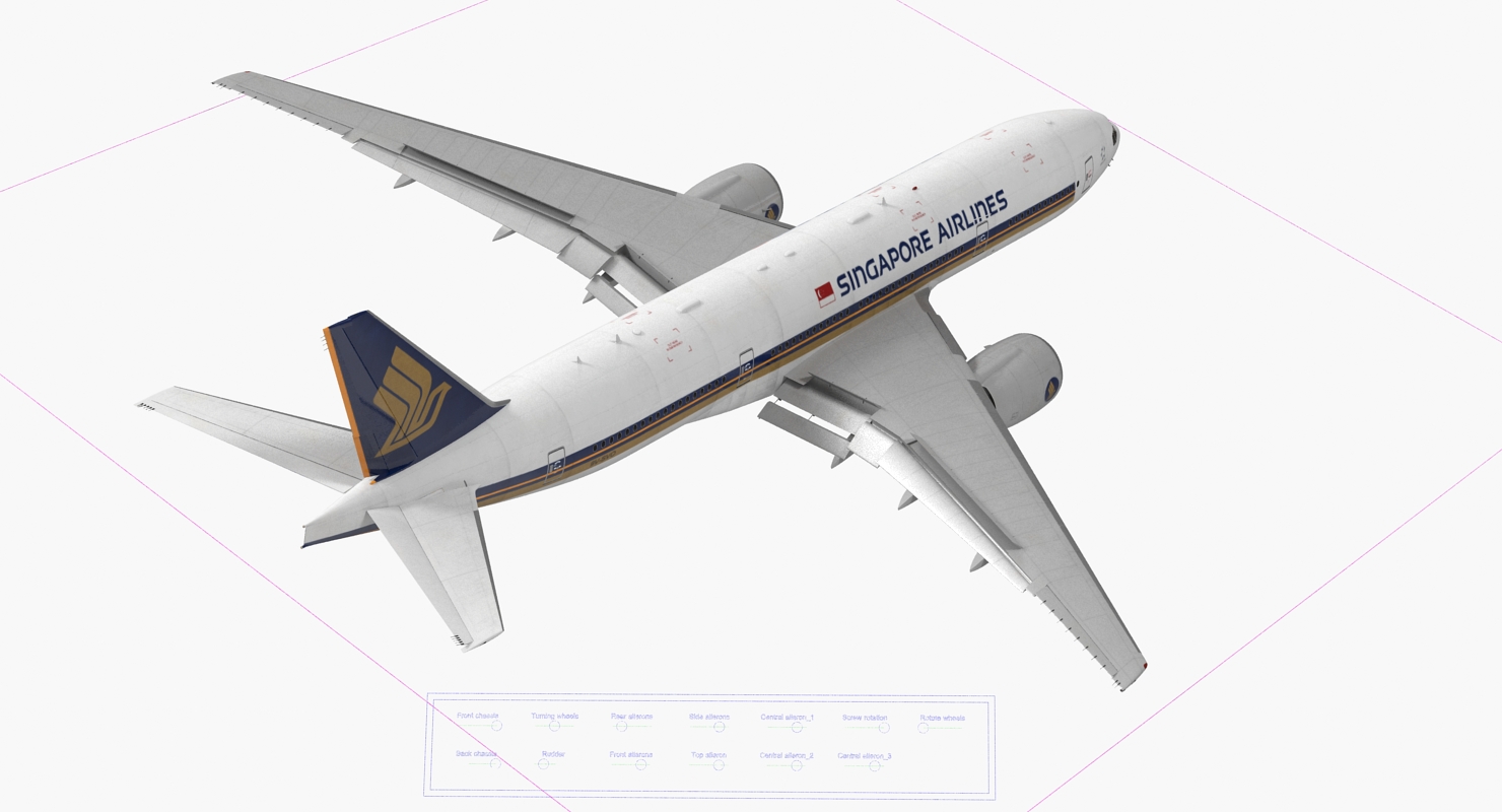 3D model Boeing 777 200 Singapore Airlines Rigged
