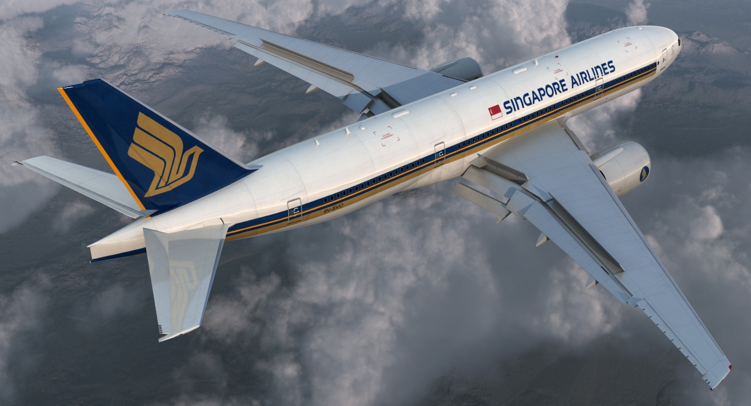 3D model Boeing 777 200 Singapore Airlines Rigged