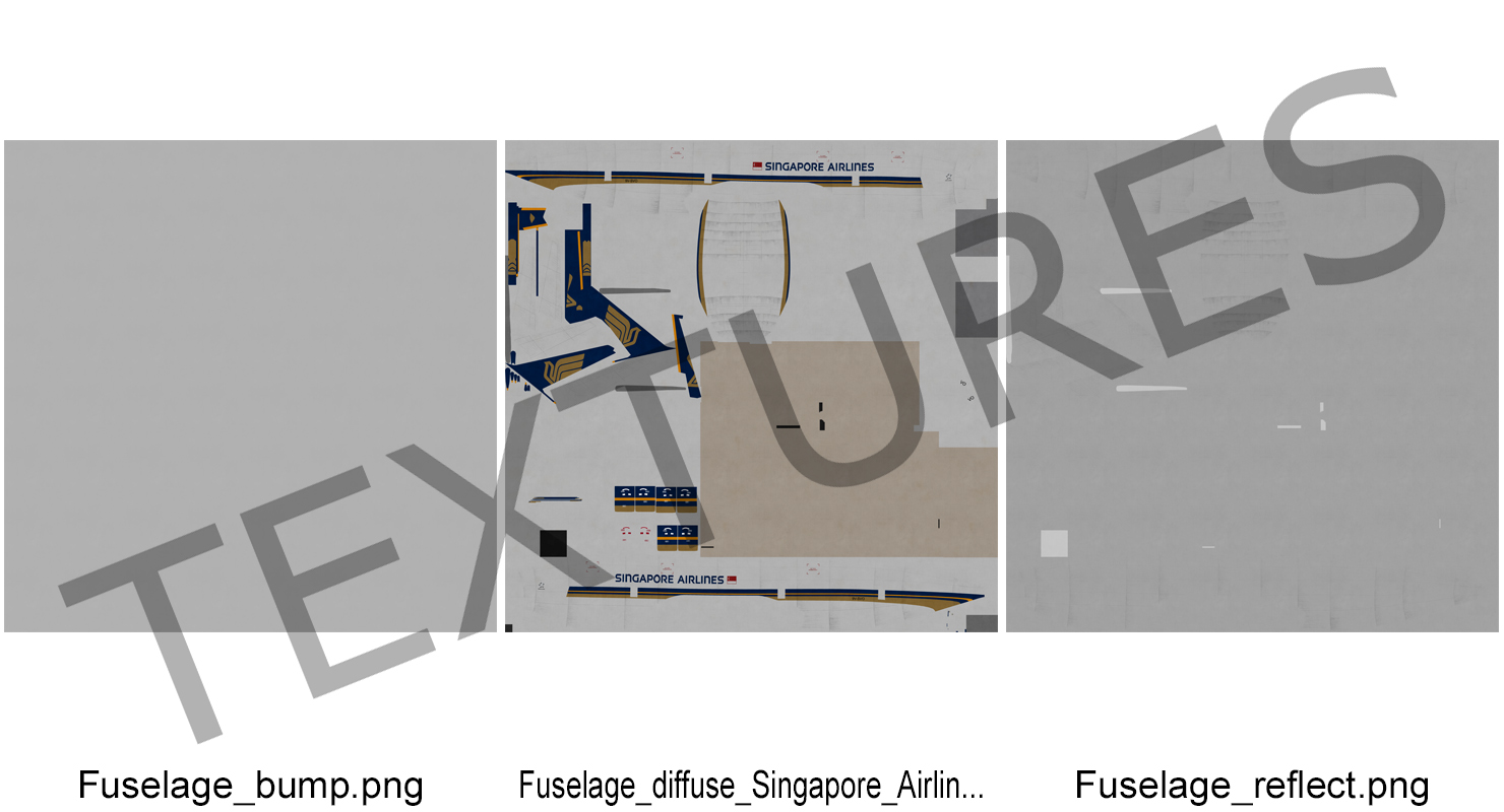 3D model Boeing 777 200 Singapore Airlines Rigged