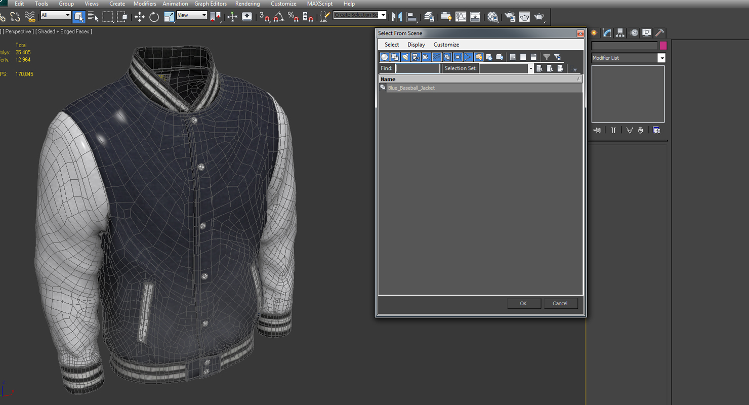 3D model Blue Baseball Jacket
