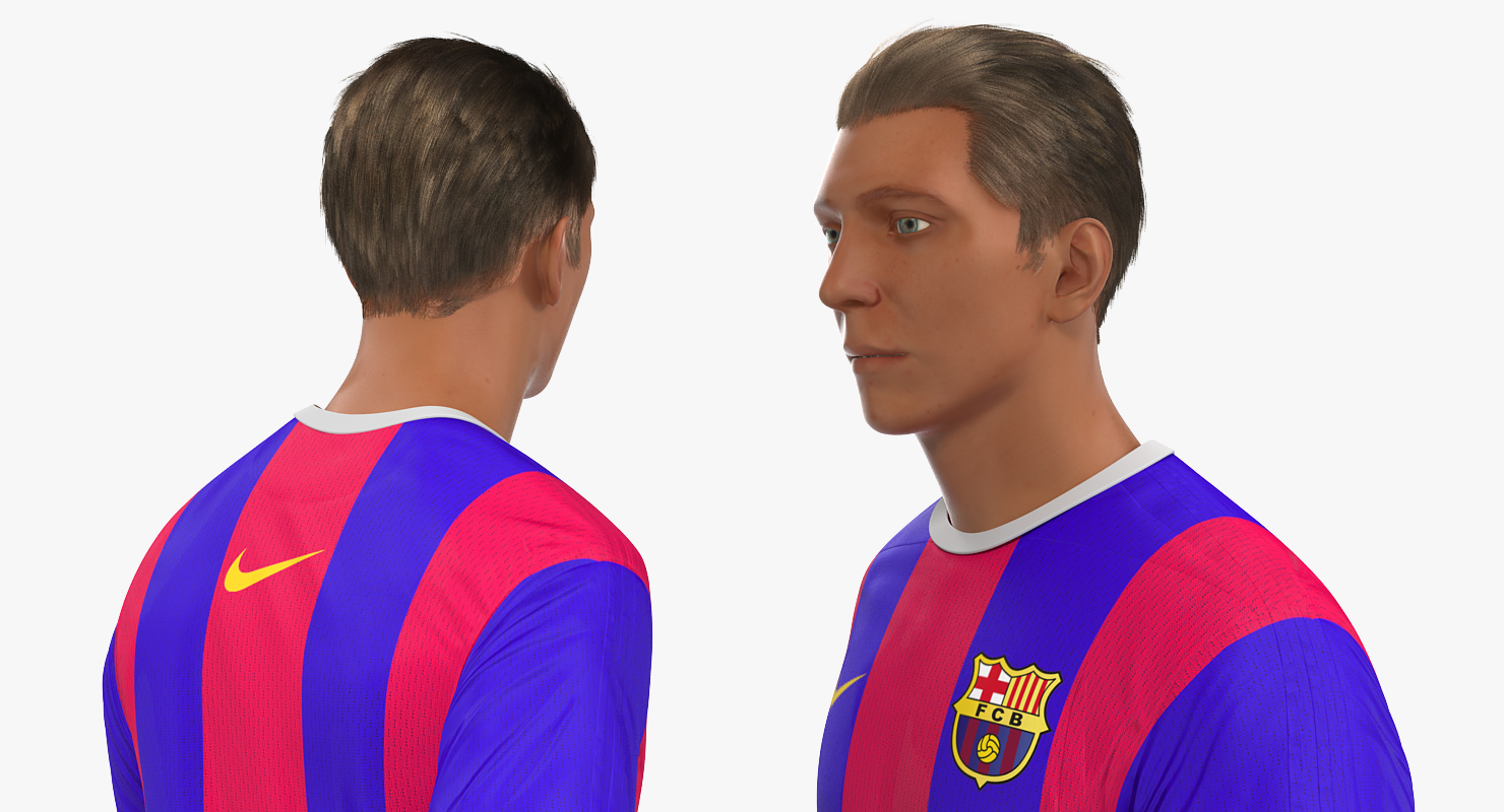 Soccer or Football Player Barcelona Rigged 3D