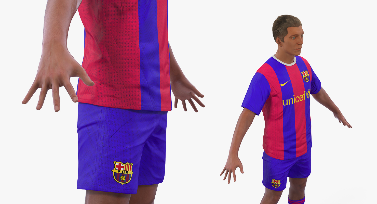 Soccer or Football Player Barcelona Rigged 3D