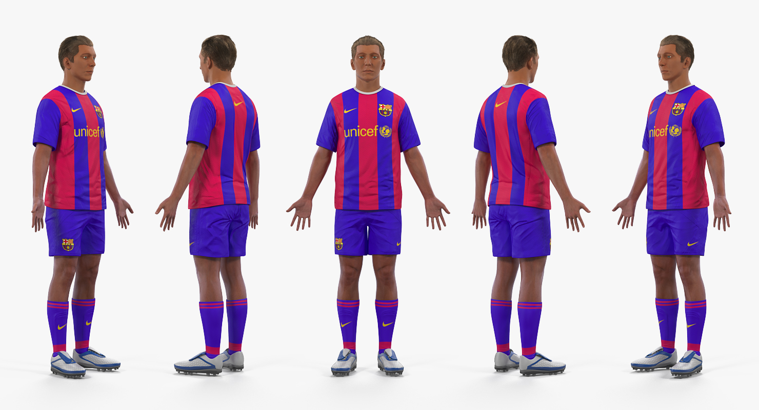 Soccer or Football Player Barcelona Rigged 3D