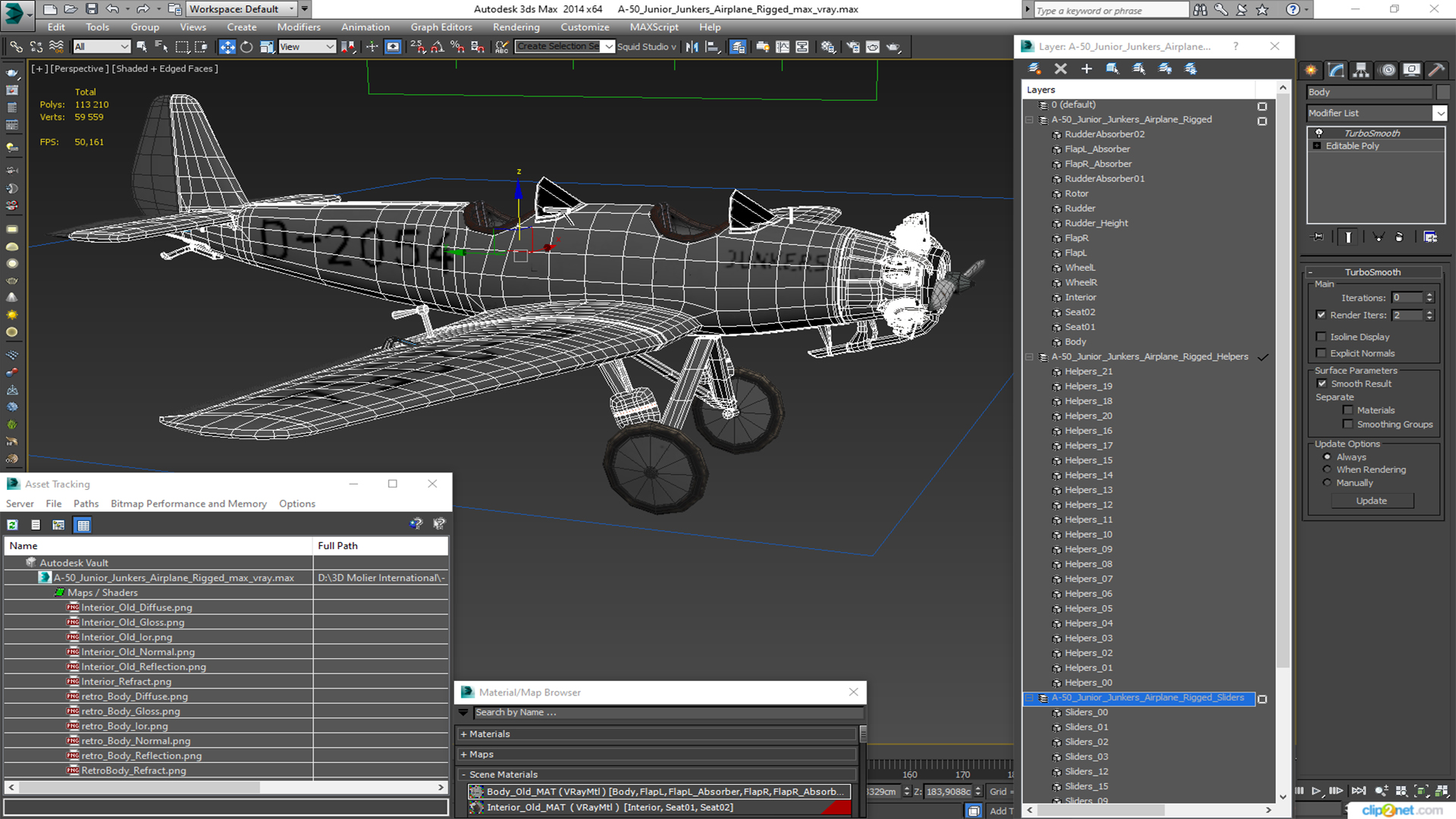 3D model A-50 Junior Junkers Airplane Rigged