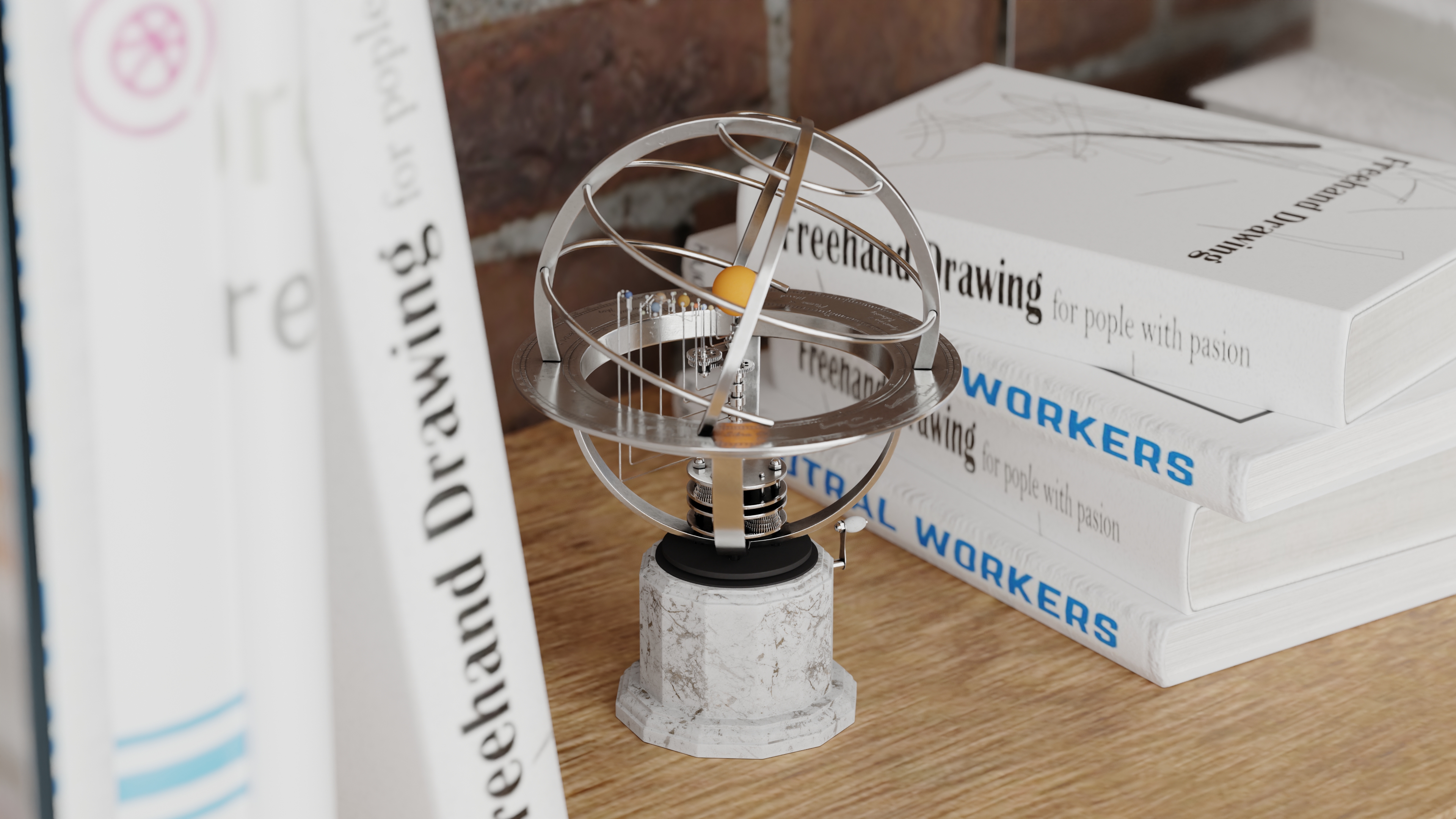 Science Art Grand Solar System Orrery Silver 3D model