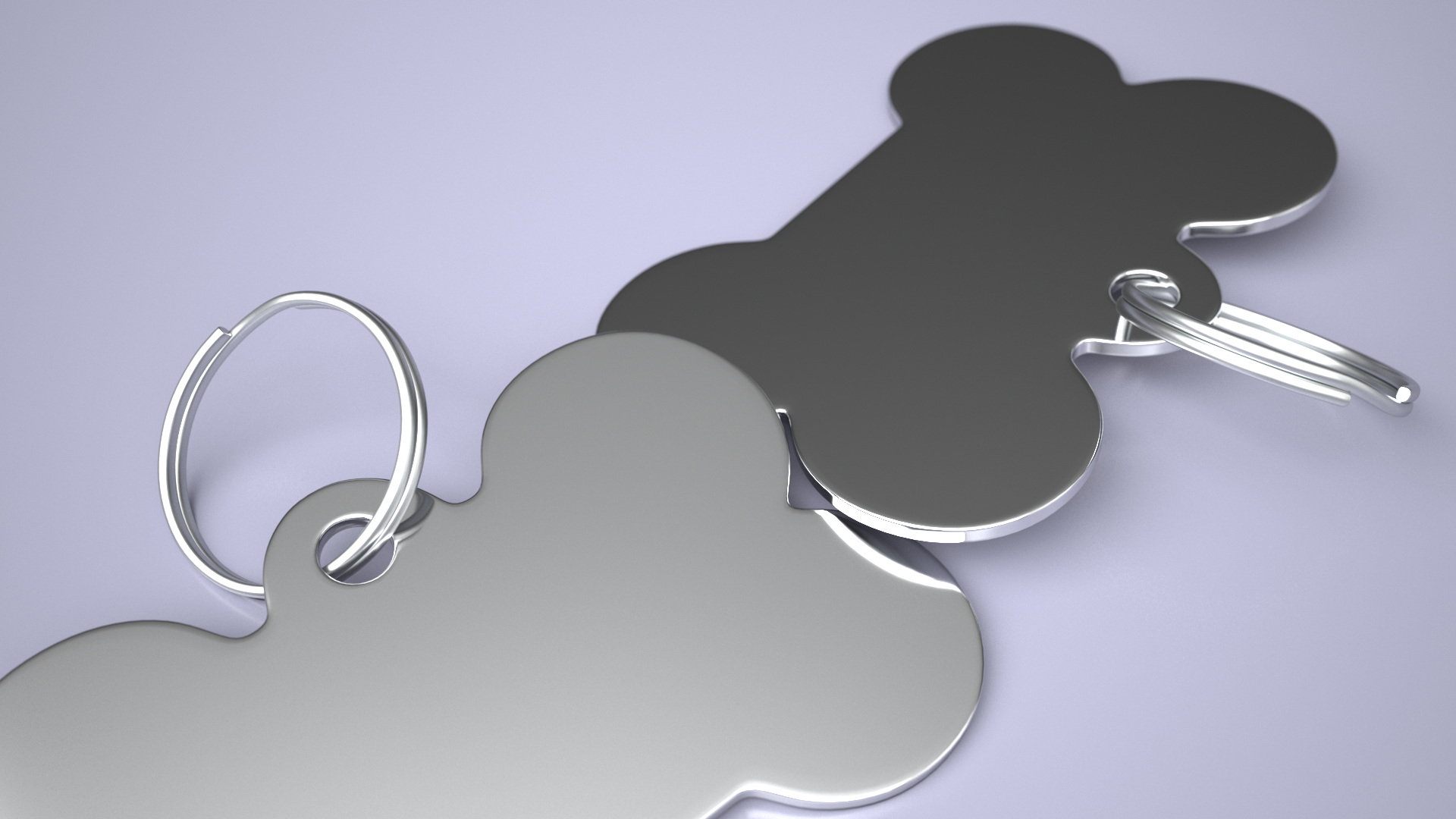 3D Dog Collar Tag Chrome