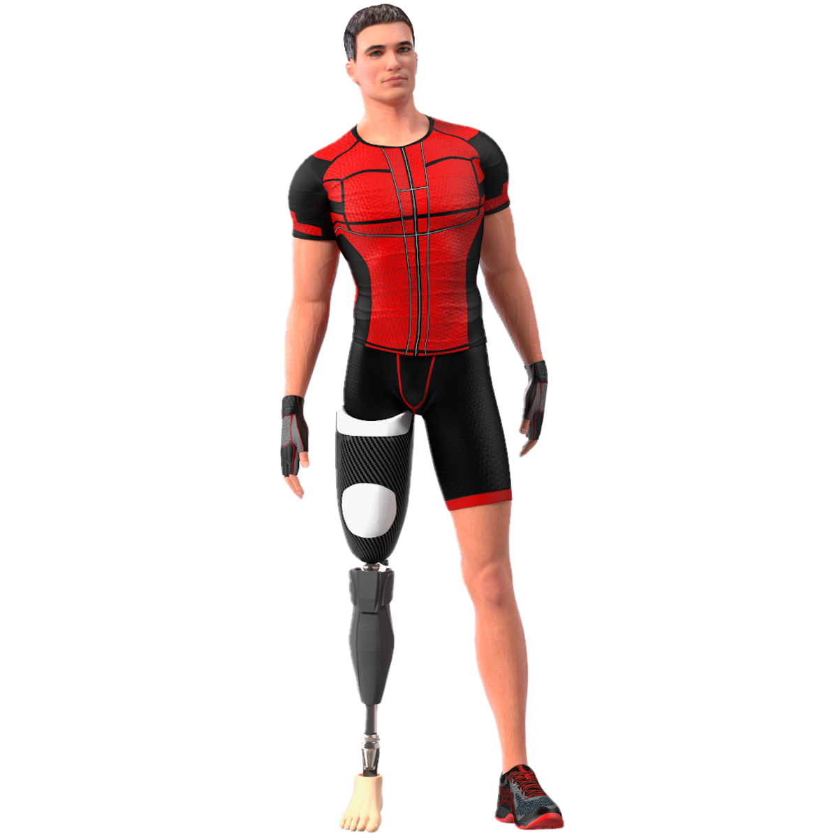 Man Wearing Lower Limb Prosthesis Rigged for Cinema 4D 3D model