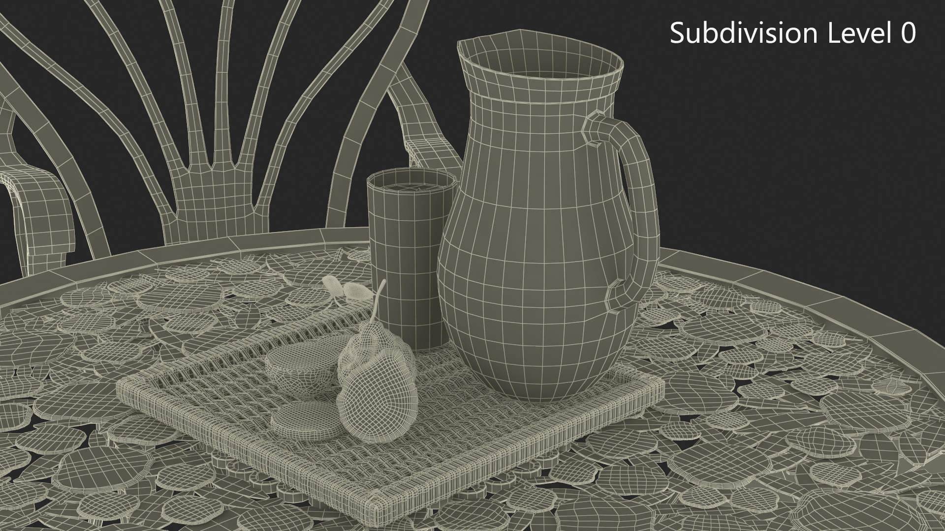 Garden Furniture under Patio Umbrella 3D