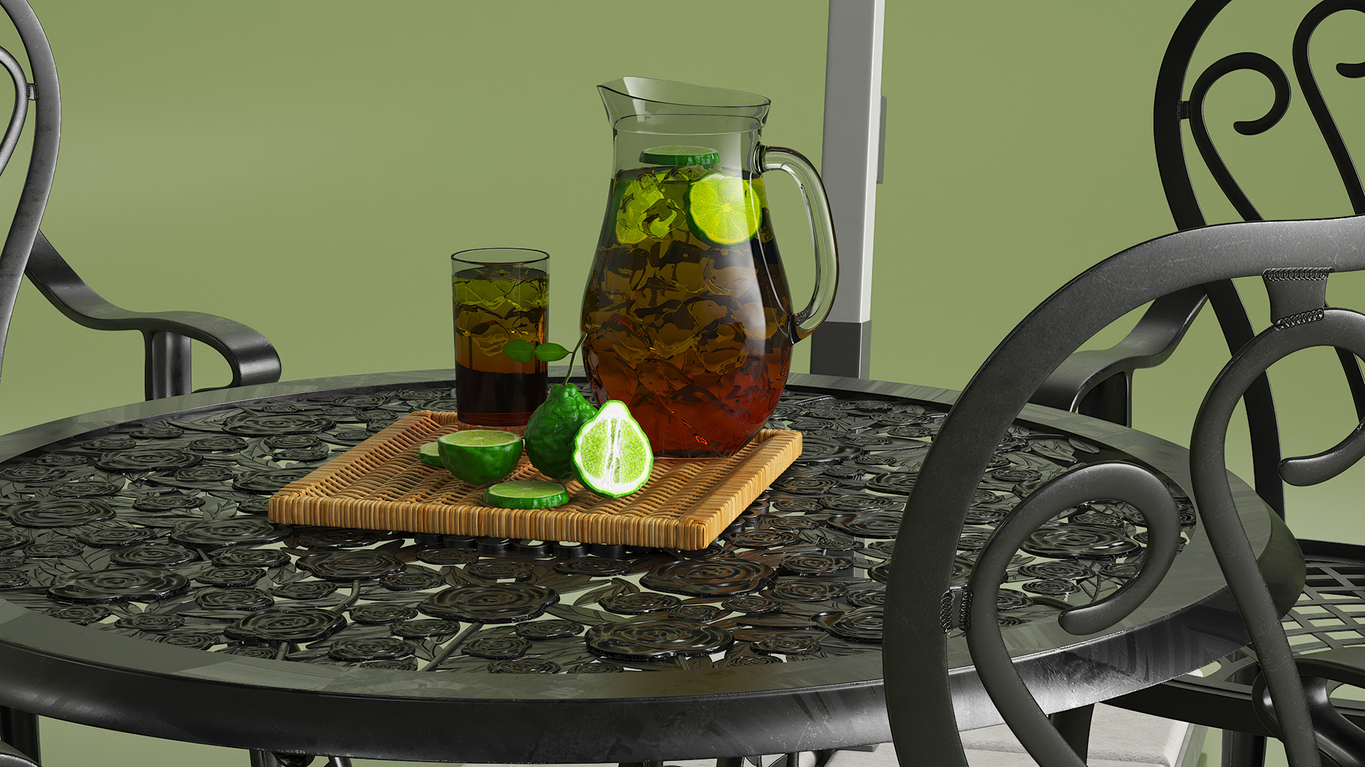 Garden Furniture under Patio Umbrella 3D