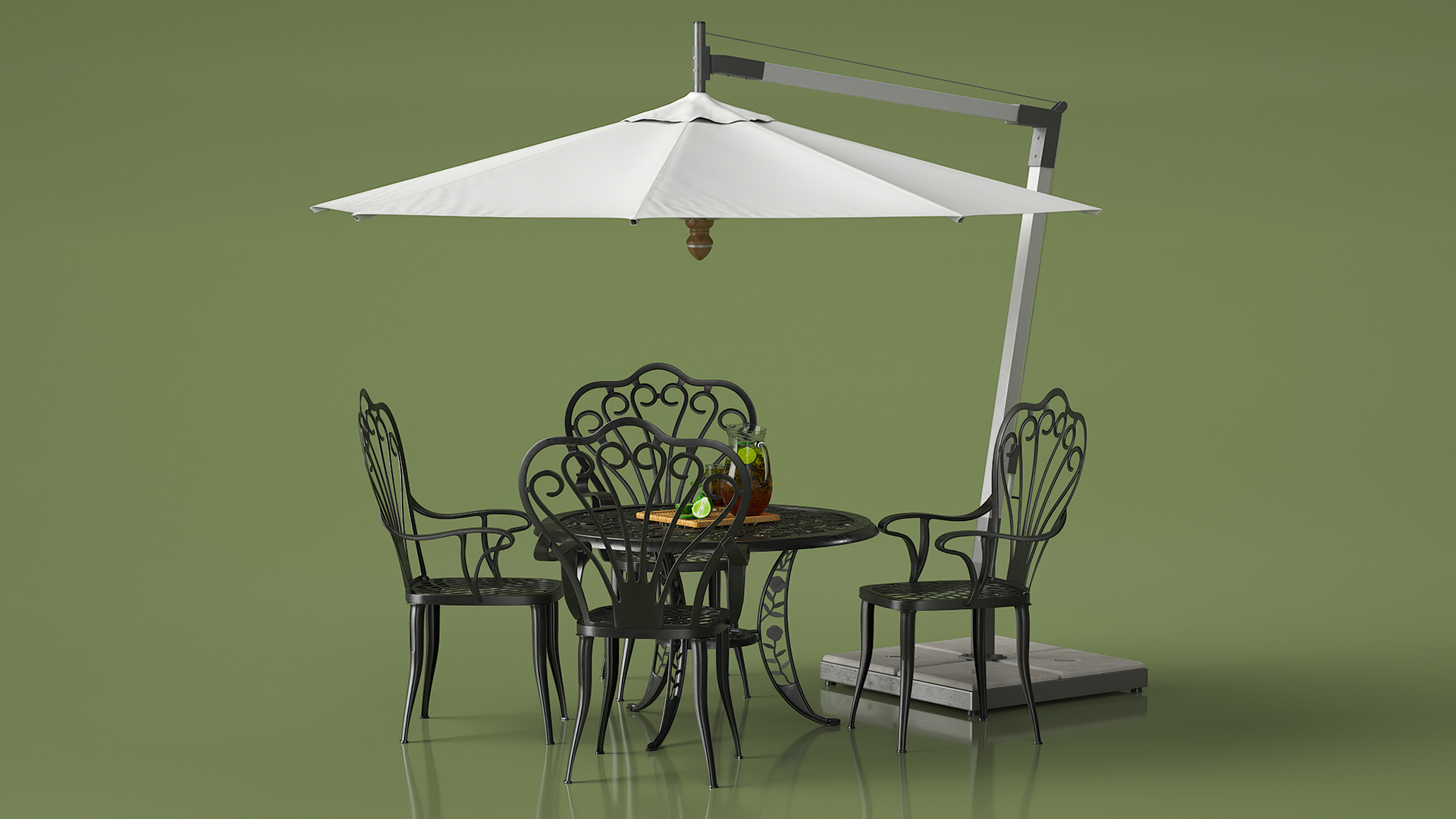 Garden Furniture under Patio Umbrella 3D