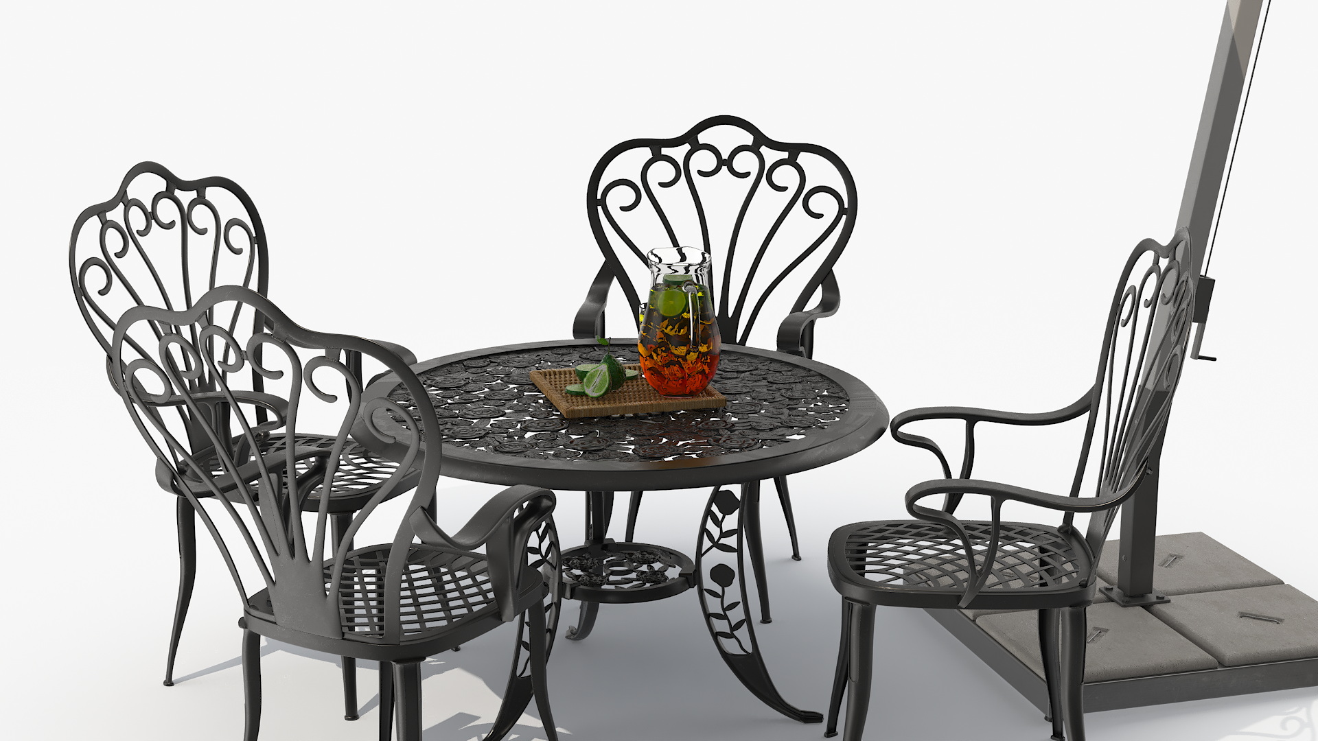 Garden Furniture under Patio Umbrella 3D