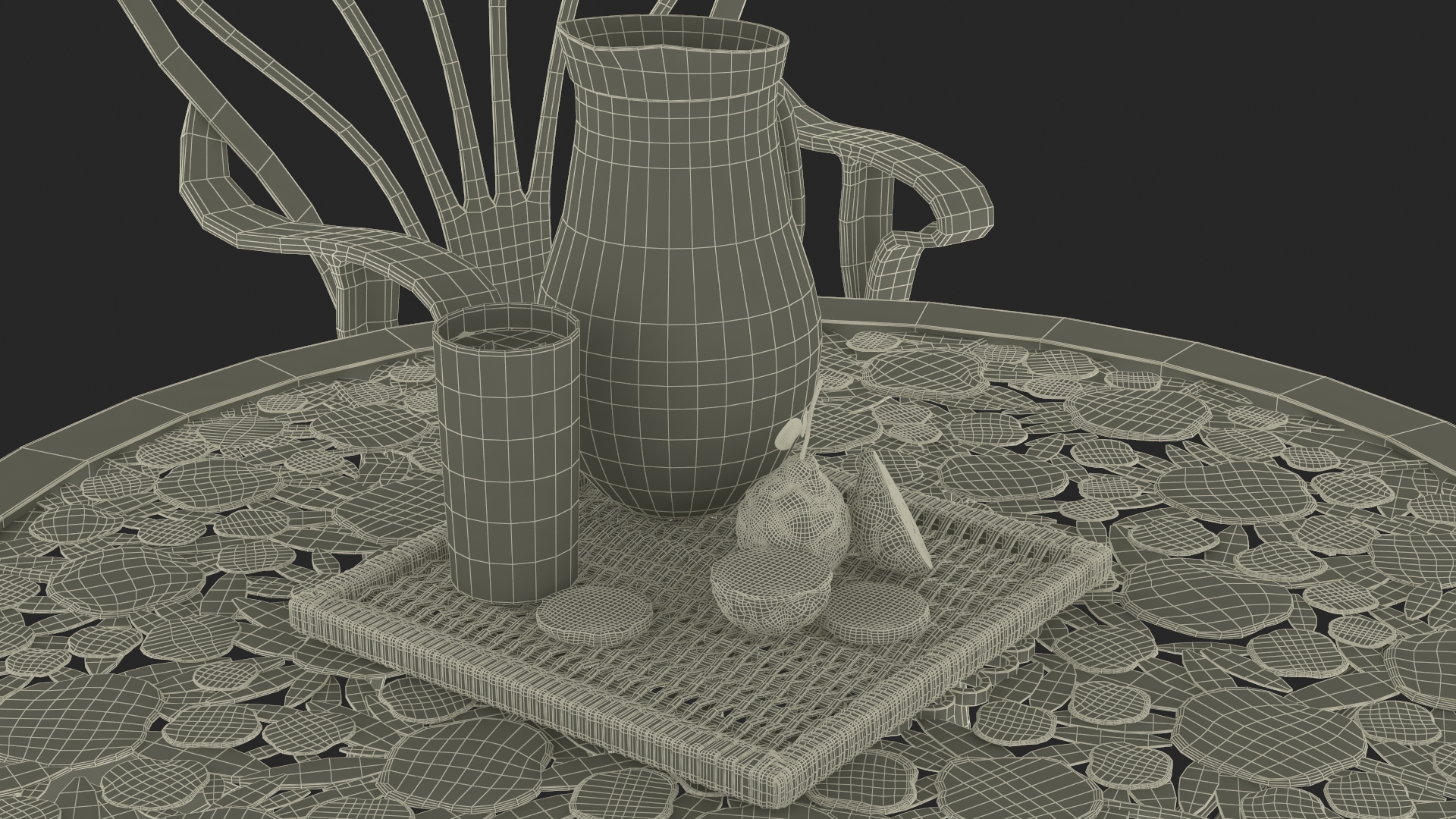 Garden Furniture under Patio Umbrella 3D