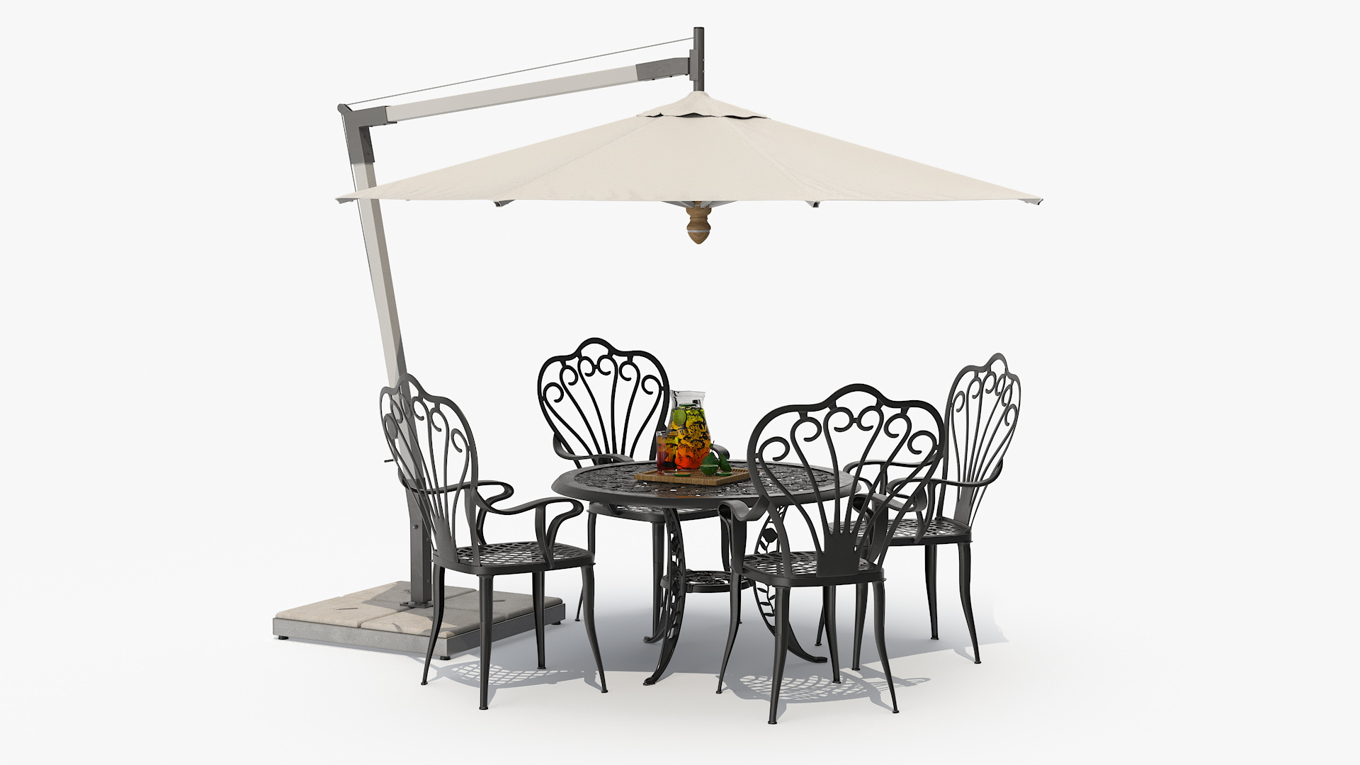 Garden Furniture under Patio Umbrella 3D