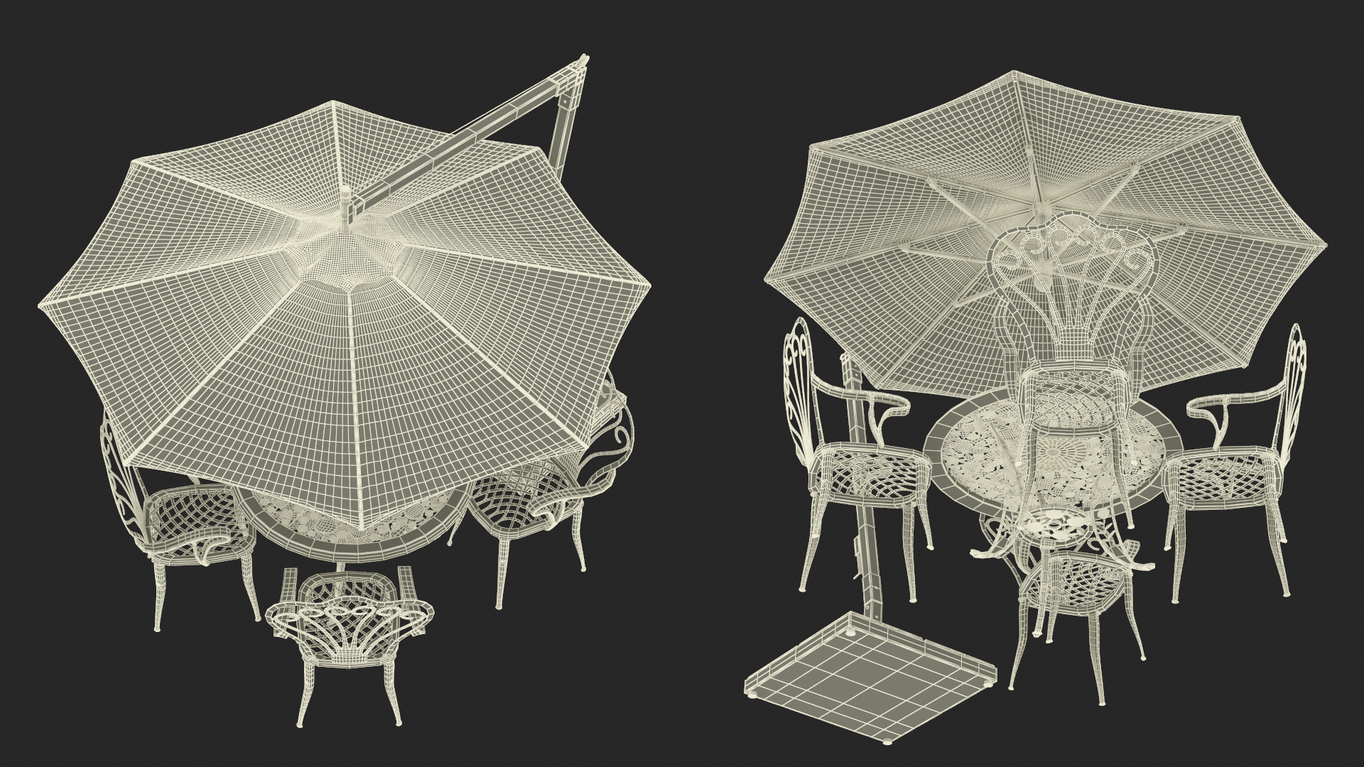 Garden Furniture under Patio Umbrella 3D