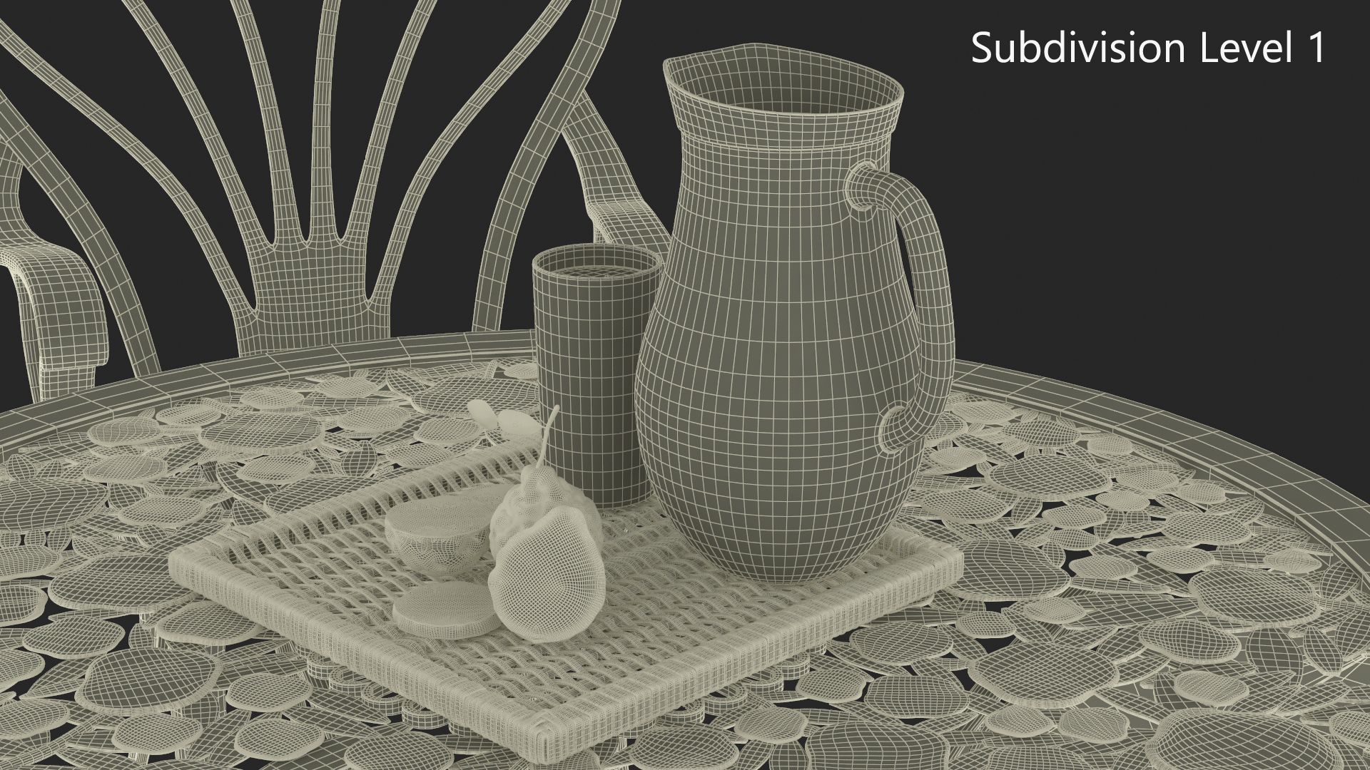 Garden Furniture under Patio Umbrella 3D