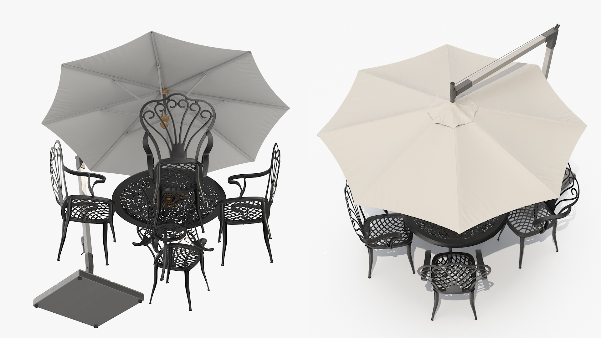 Garden Furniture under Patio Umbrella 3D