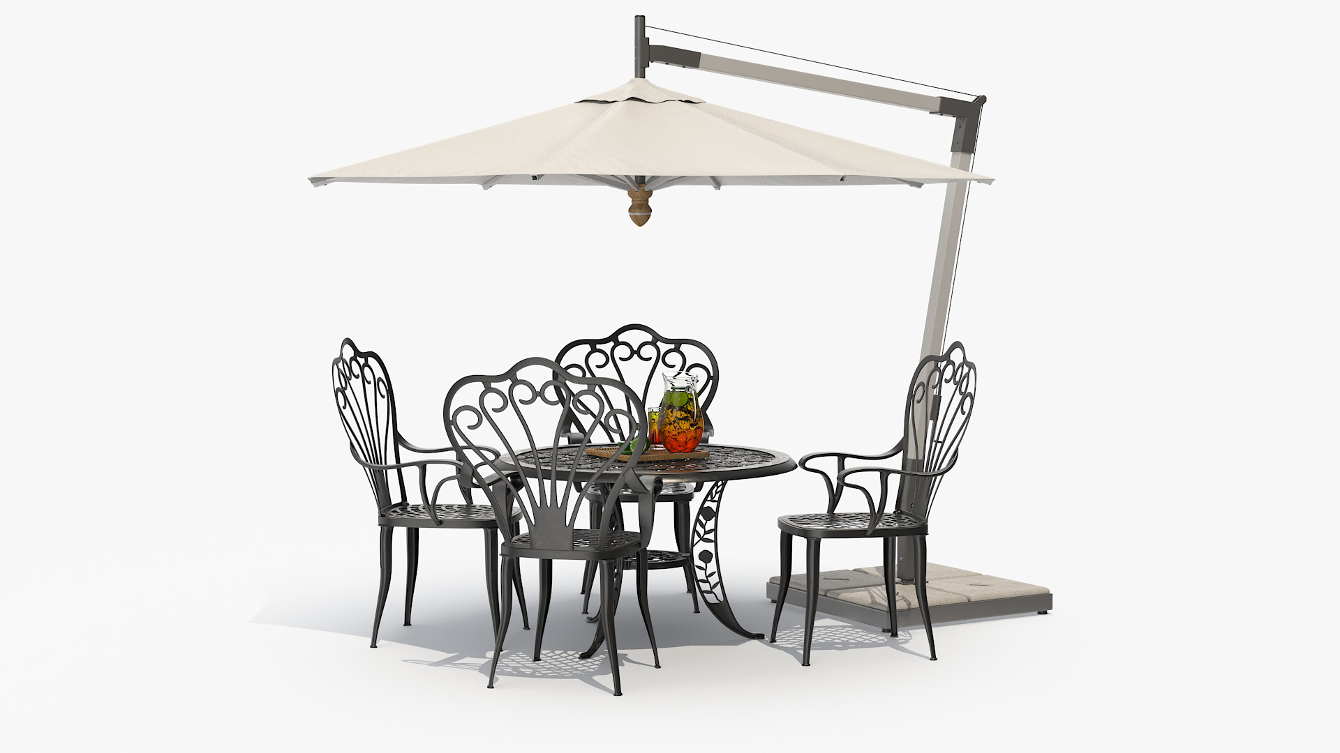 Garden Furniture under Patio Umbrella 3D