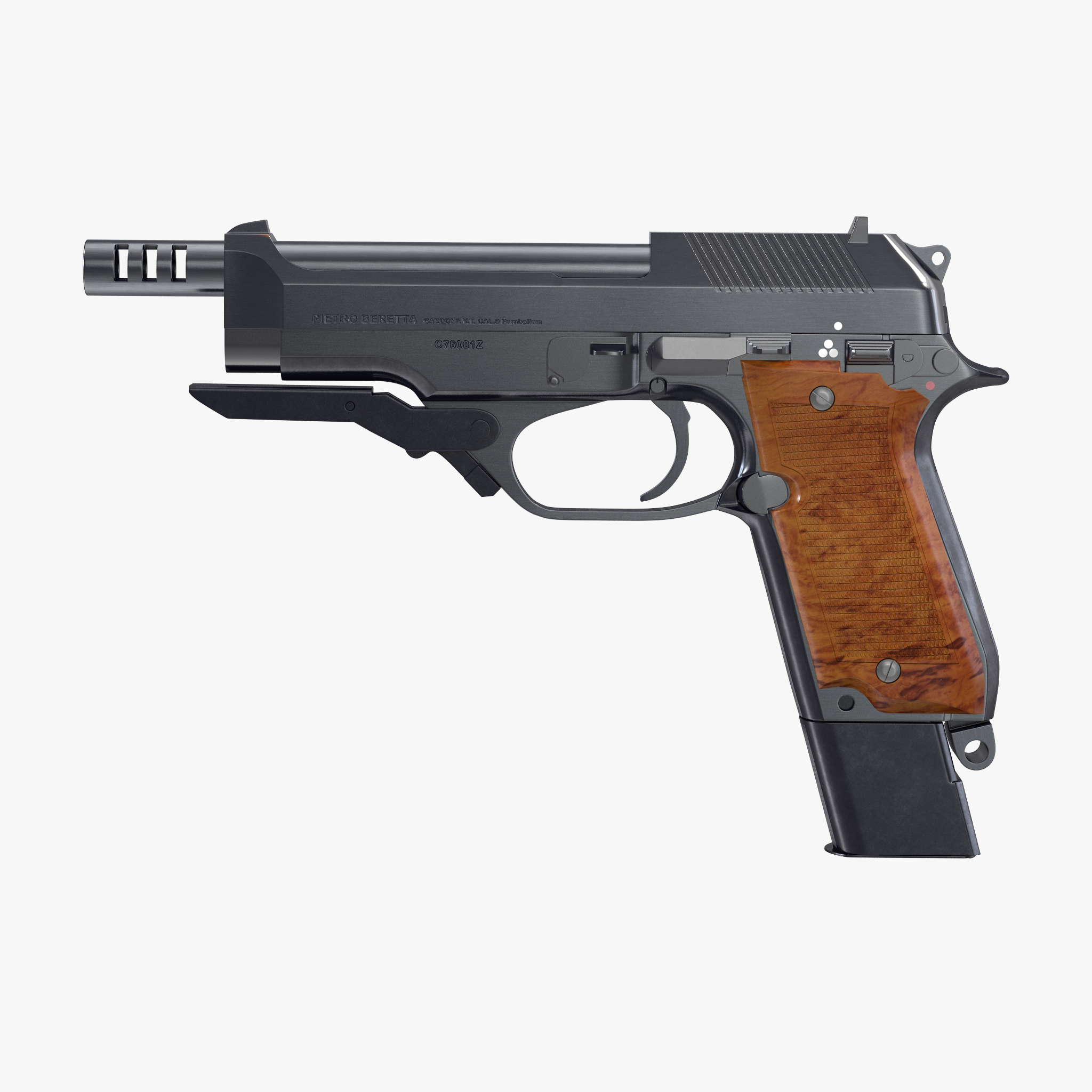 Machine Pistol Beretta 93R 3D Model