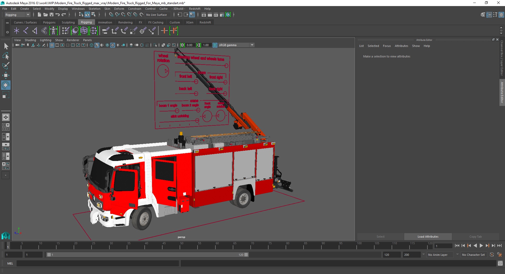 3D Modern Fire Truck Rigged for Maya model