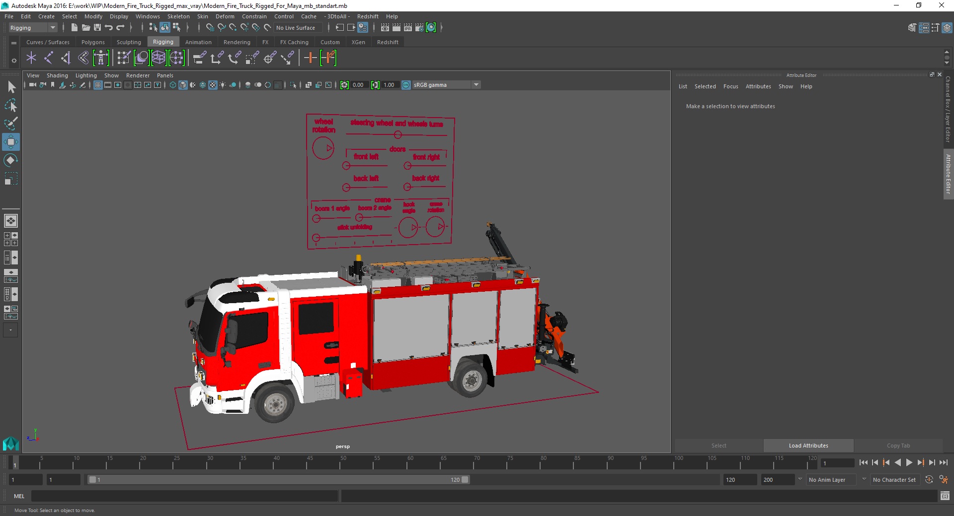 3D Modern Fire Truck Rigged for Maya model