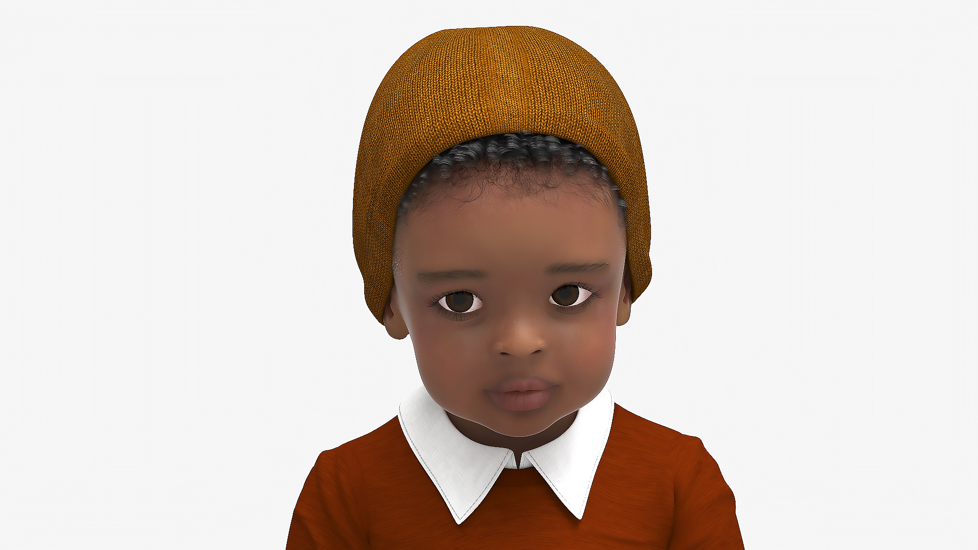 3D model Black Toddler Boy Light Skin Autumn Style Standing