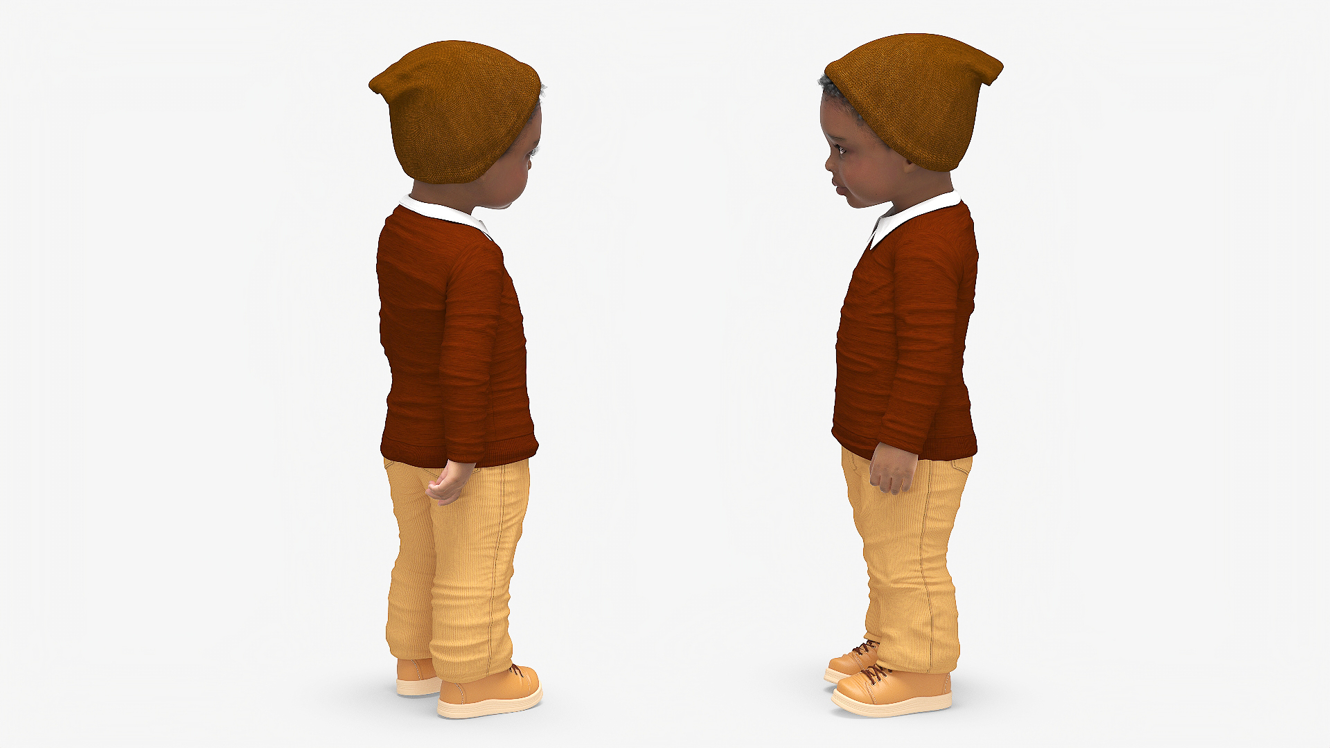 3D model Black Toddler Boy Light Skin Autumn Style Standing