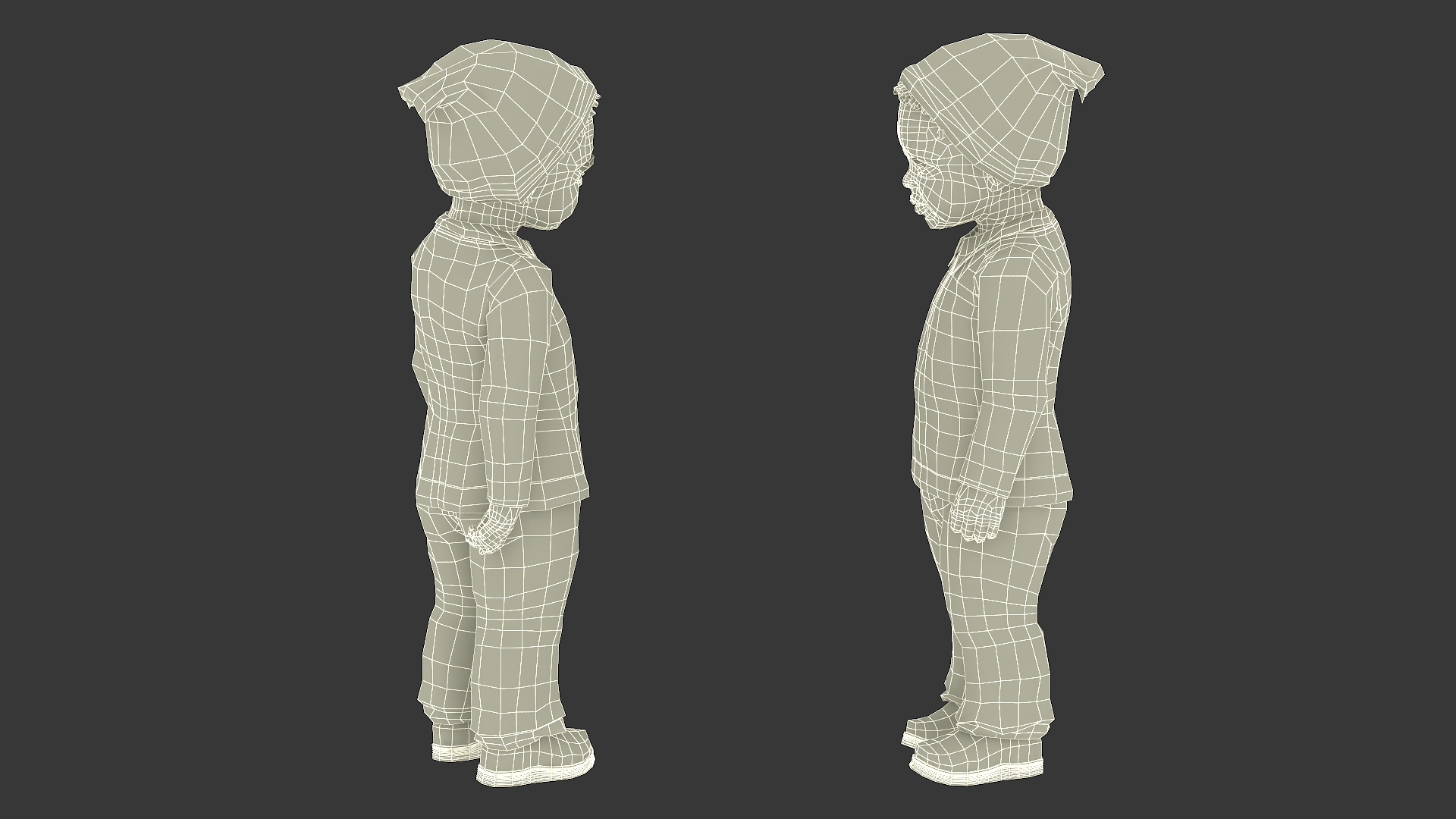 3D model Black Toddler Boy Light Skin Autumn Style Standing