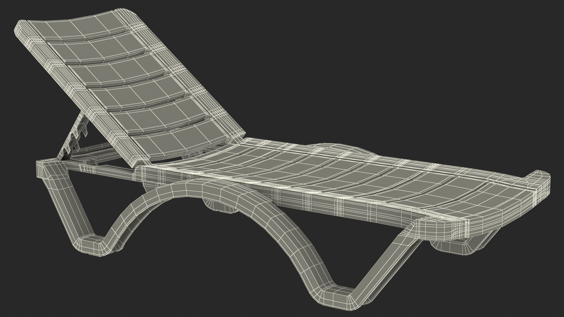 Black Plastic Outdoor Lounger 3D model