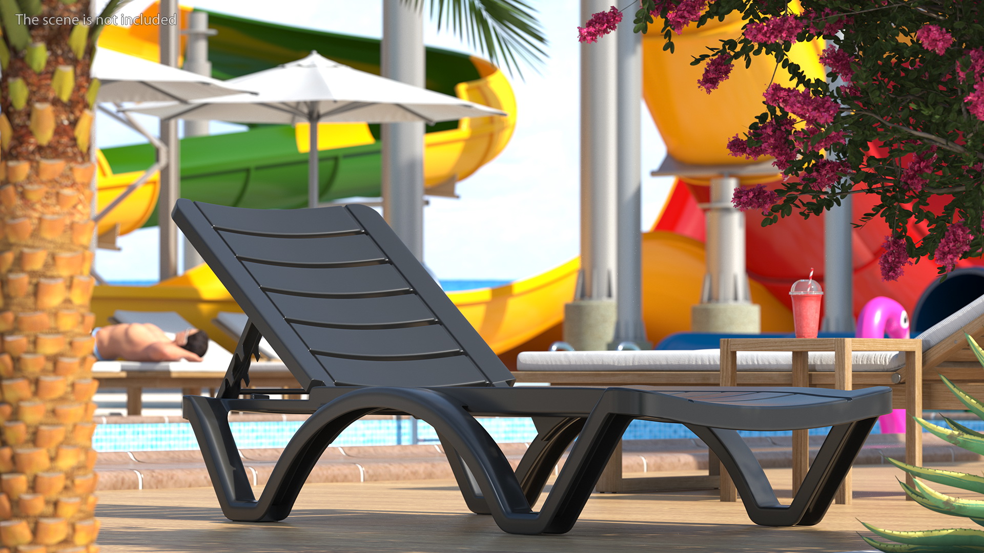 Black Plastic Outdoor Lounger 3D model