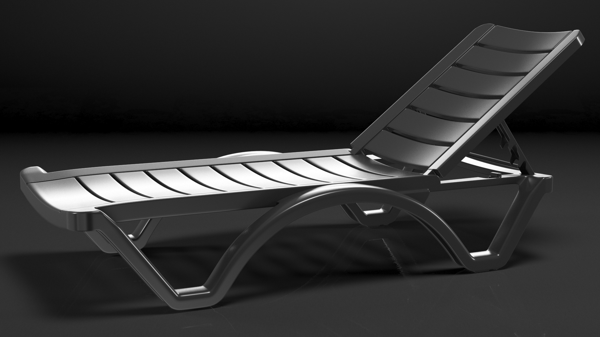 Black Plastic Outdoor Lounger 3D model