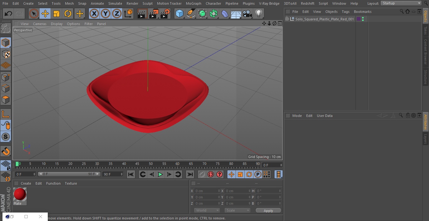 3D model Solo Squared Plastic Plate Red