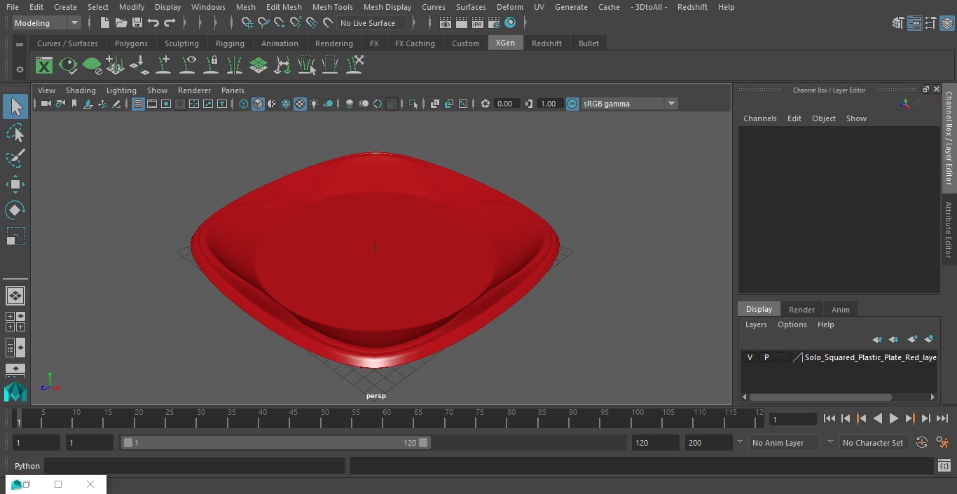 3D model Solo Squared Plastic Plate Red