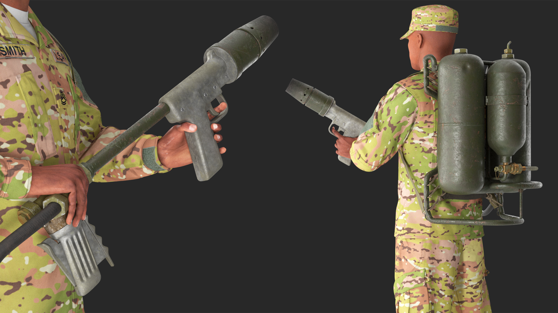 Soldier with M2 Flamethrower Backpack 3D