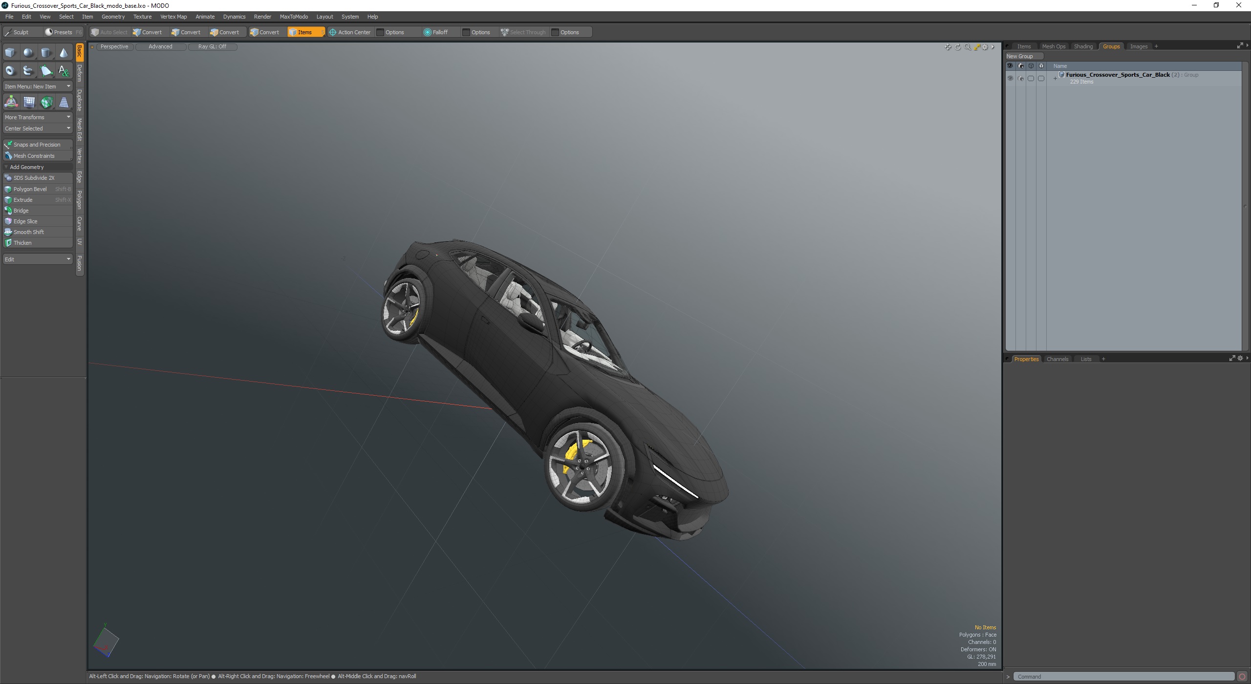 Furious Crossover Sports Car Black 3D model