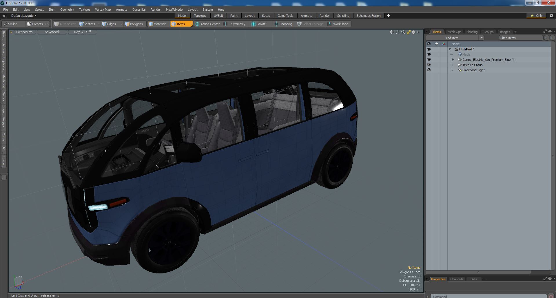 3D Canoo Electric Van Premium Blue